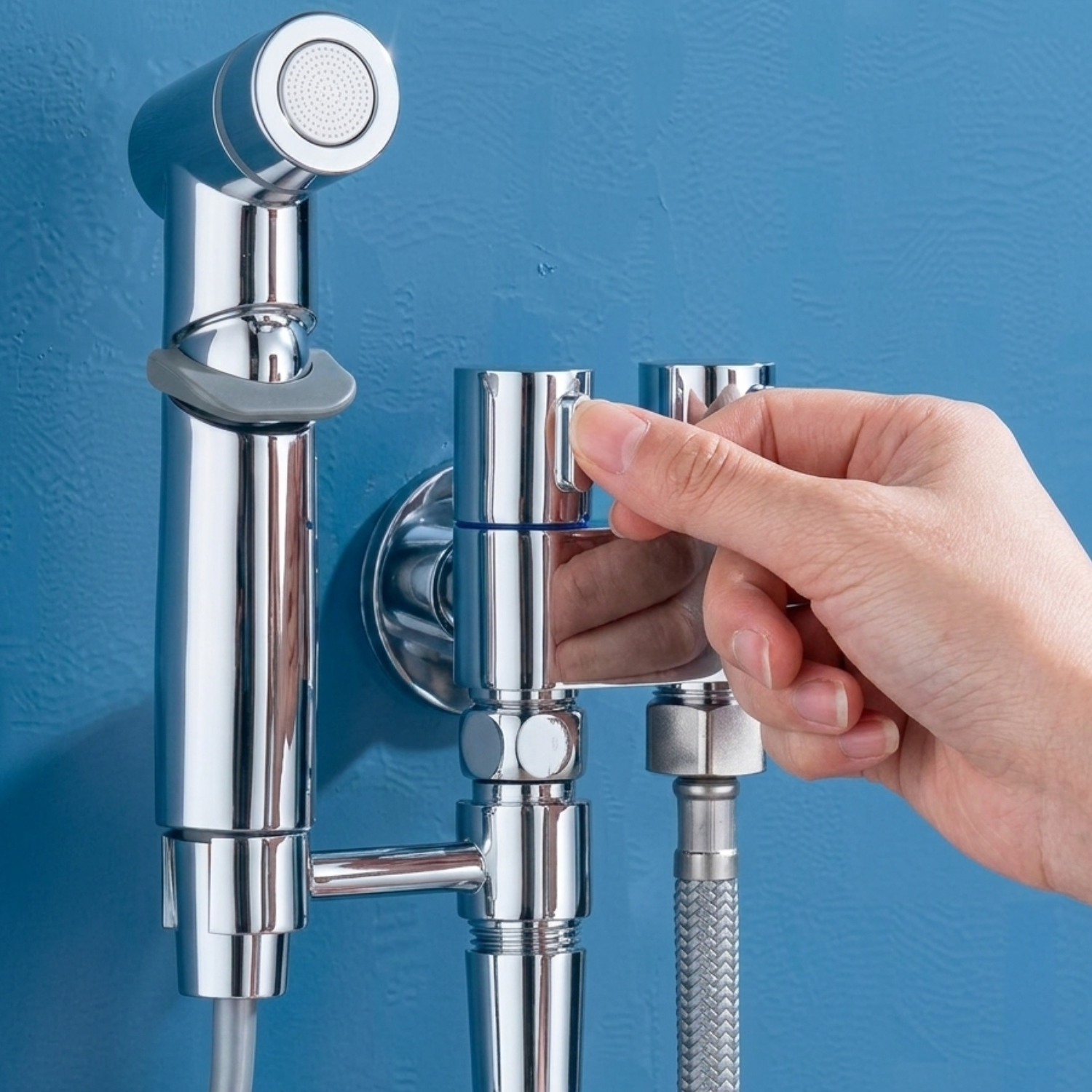 Aarhus - Hygienic Shower Bidet Sprayer – Double Outlet Angle Valve Bathroom Toilet Bidet Set