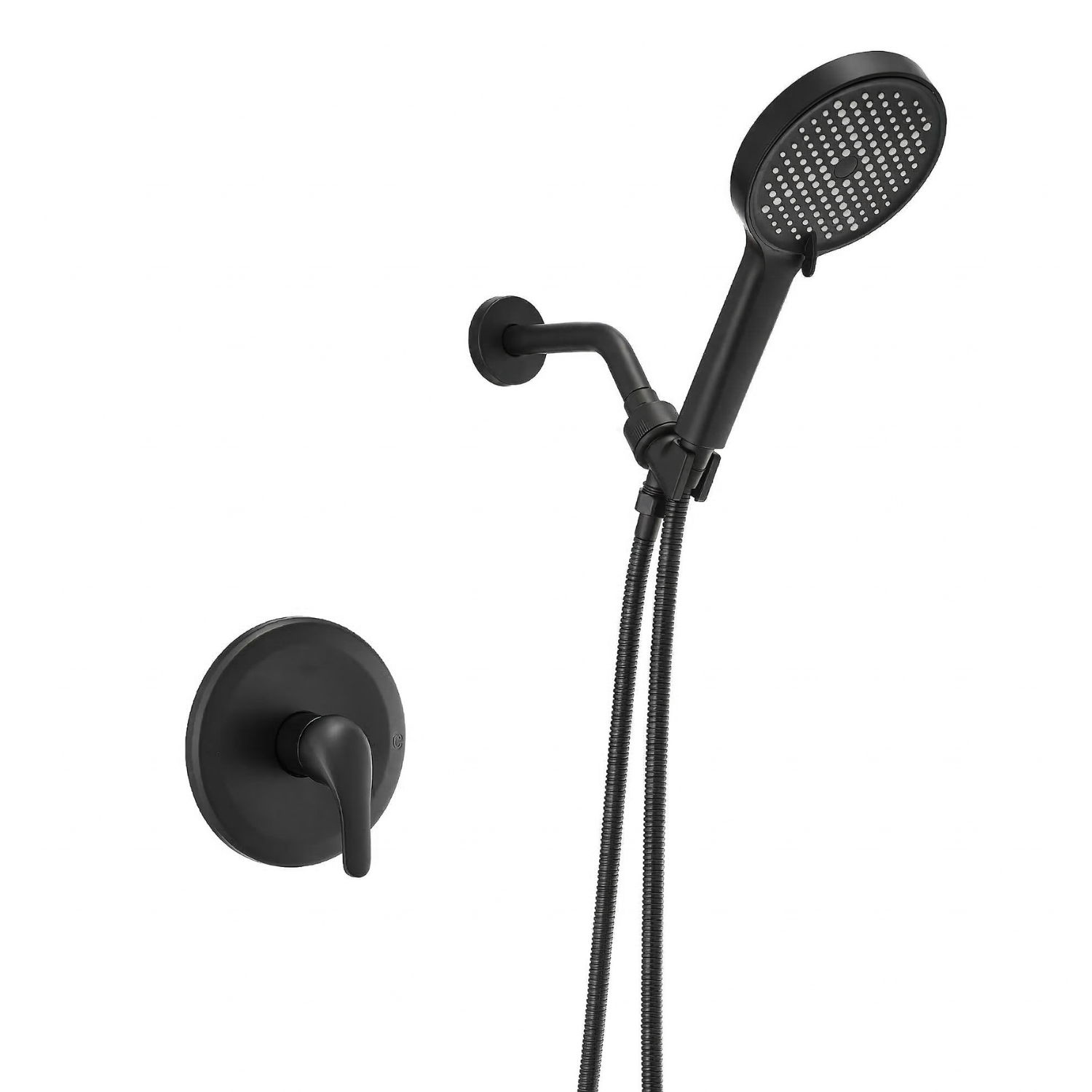 Dalalven - Matte Black Brass Valve Single Handle Faucet with Single Function Shower Bath Shower Mixer Set