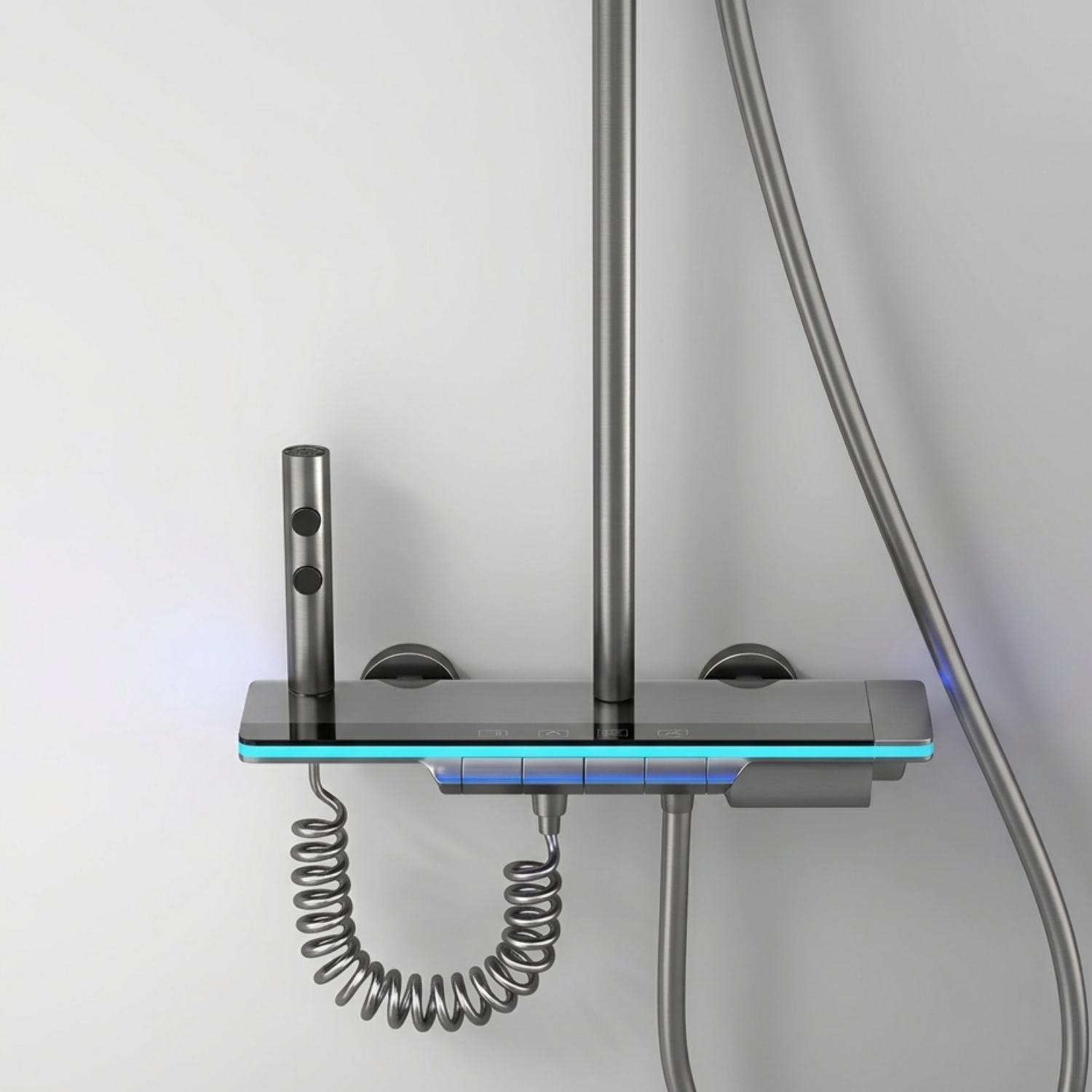 Dalarna - Smart Shower System with Lights, Tempered Glass Piano Key Controls, Digital Temperature Display (°C) Thermostatic Mixer Full Set