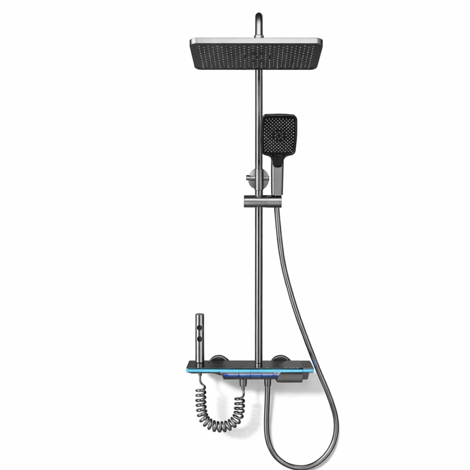 Dalarna - Smart Shower System with Lights, Tempered Glass Piano Key Controls, Digital Temperature Display (°C) Thermostatic Mixer Full Set