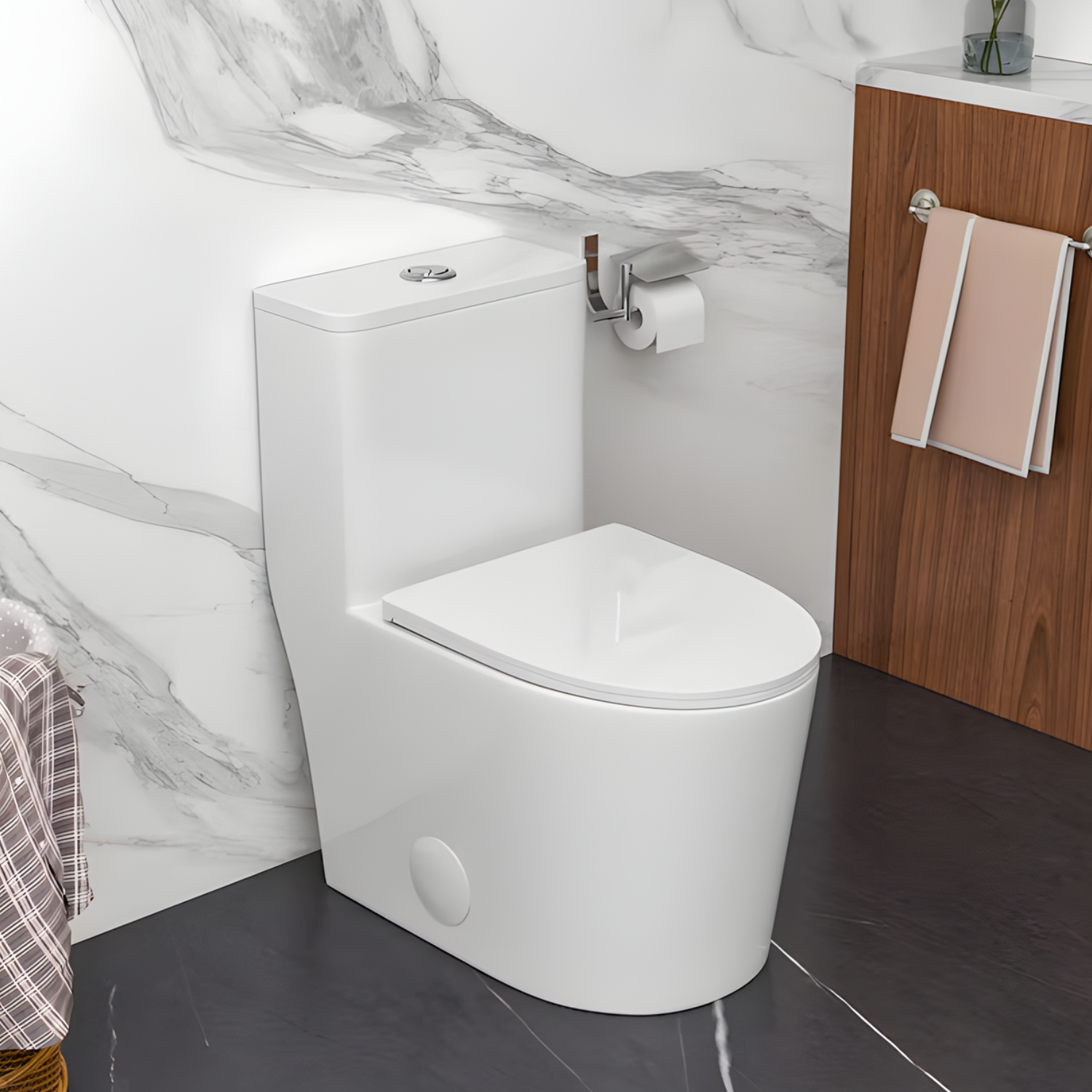 Esbjerg - One Piece Elongated Elongated Ceramic Bowl with Soft-Close Seat & Concealed Tank