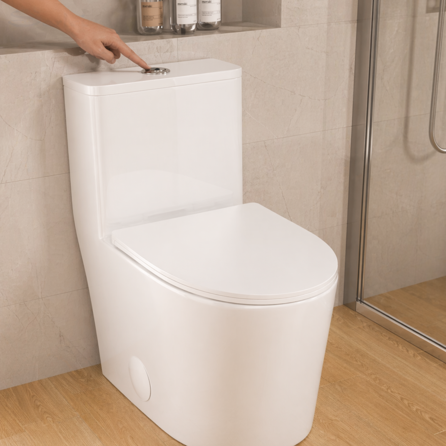 Esbjerg - One Piece Elongated Elongated Ceramic Bowl with Soft-Close Seat & Concealed Tank