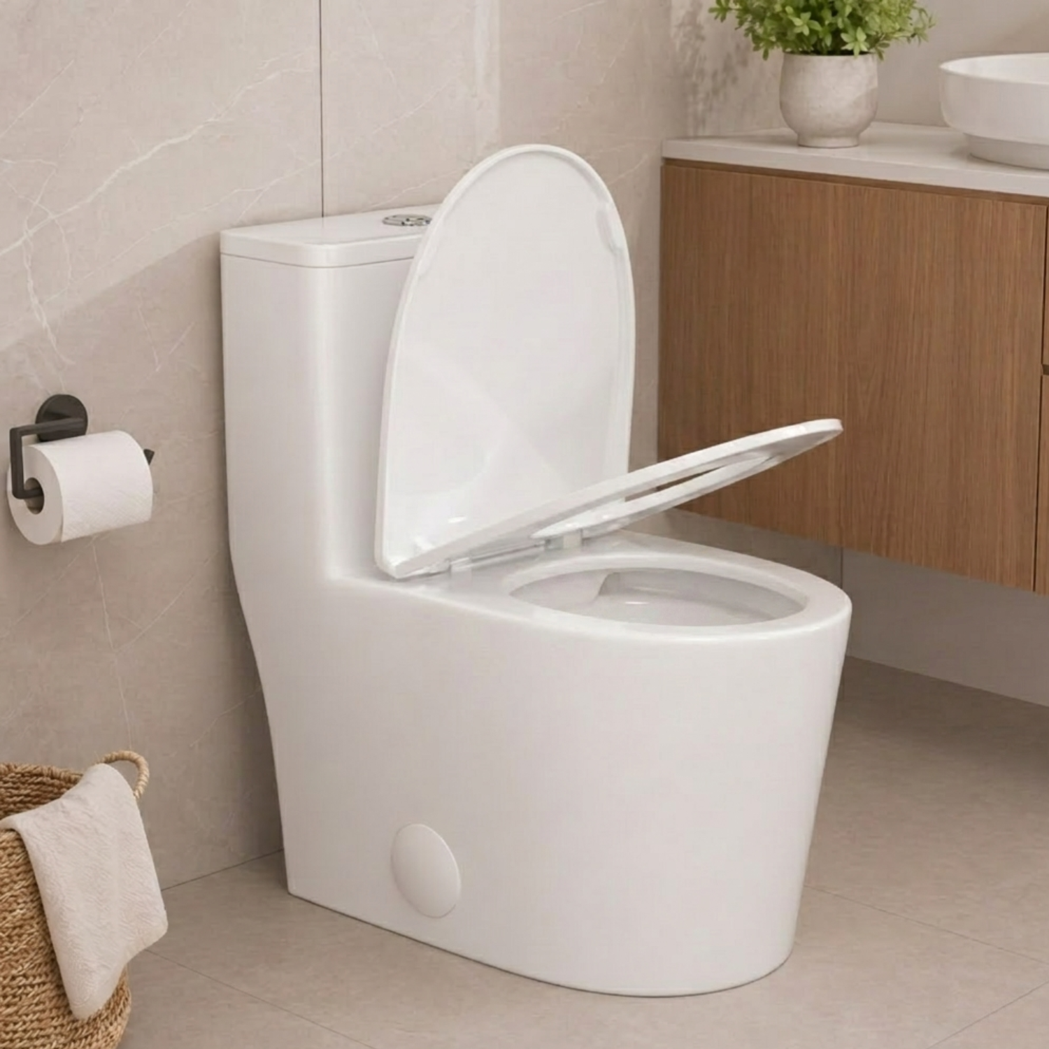 Esbjerg - One Piece Elongated Elongated Ceramic Bowl with Soft-Close Seat & Concealed Tank