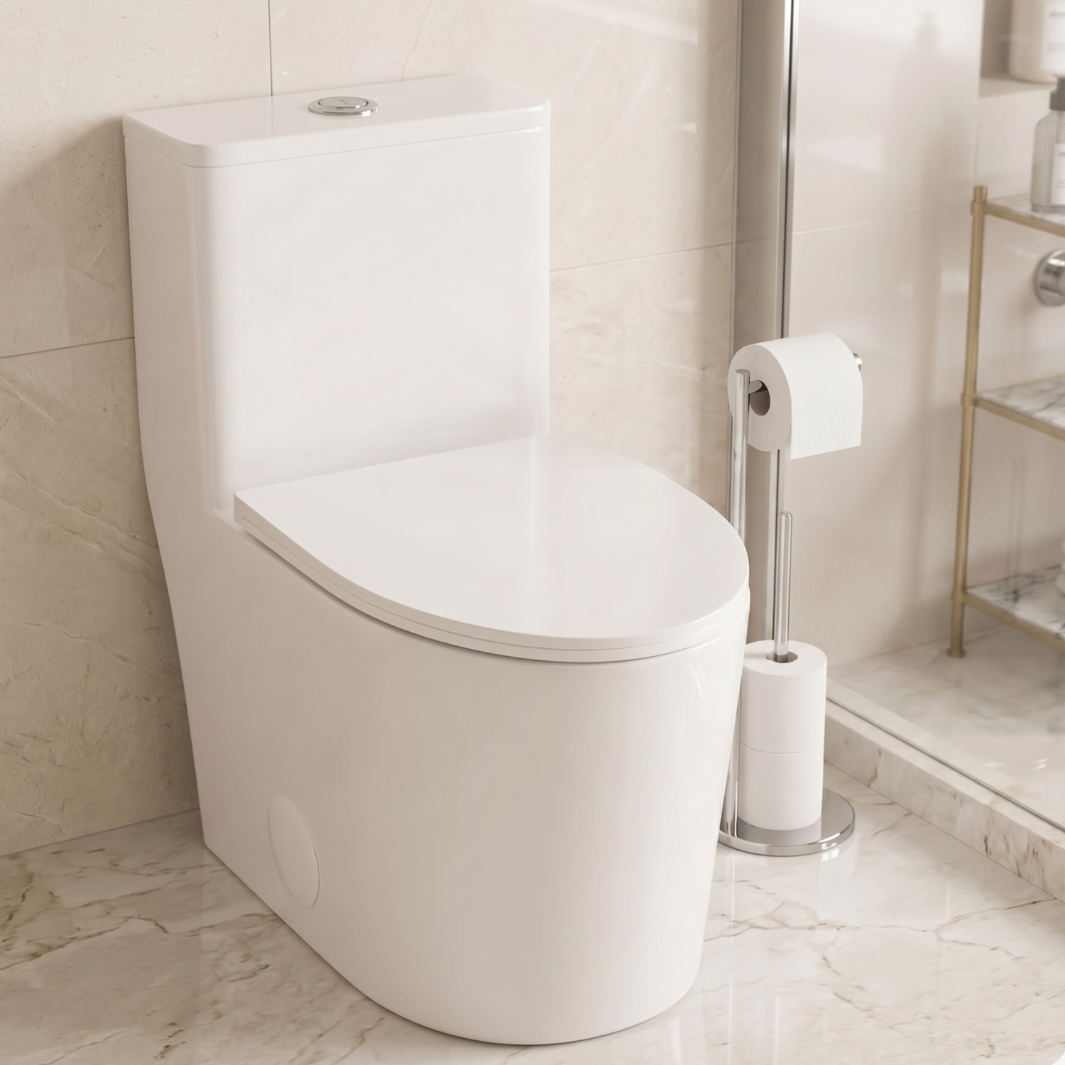 Esbjerg - One Piece Elongated Elongated Ceramic Bowl with Soft-Close Seat & Concealed Tank