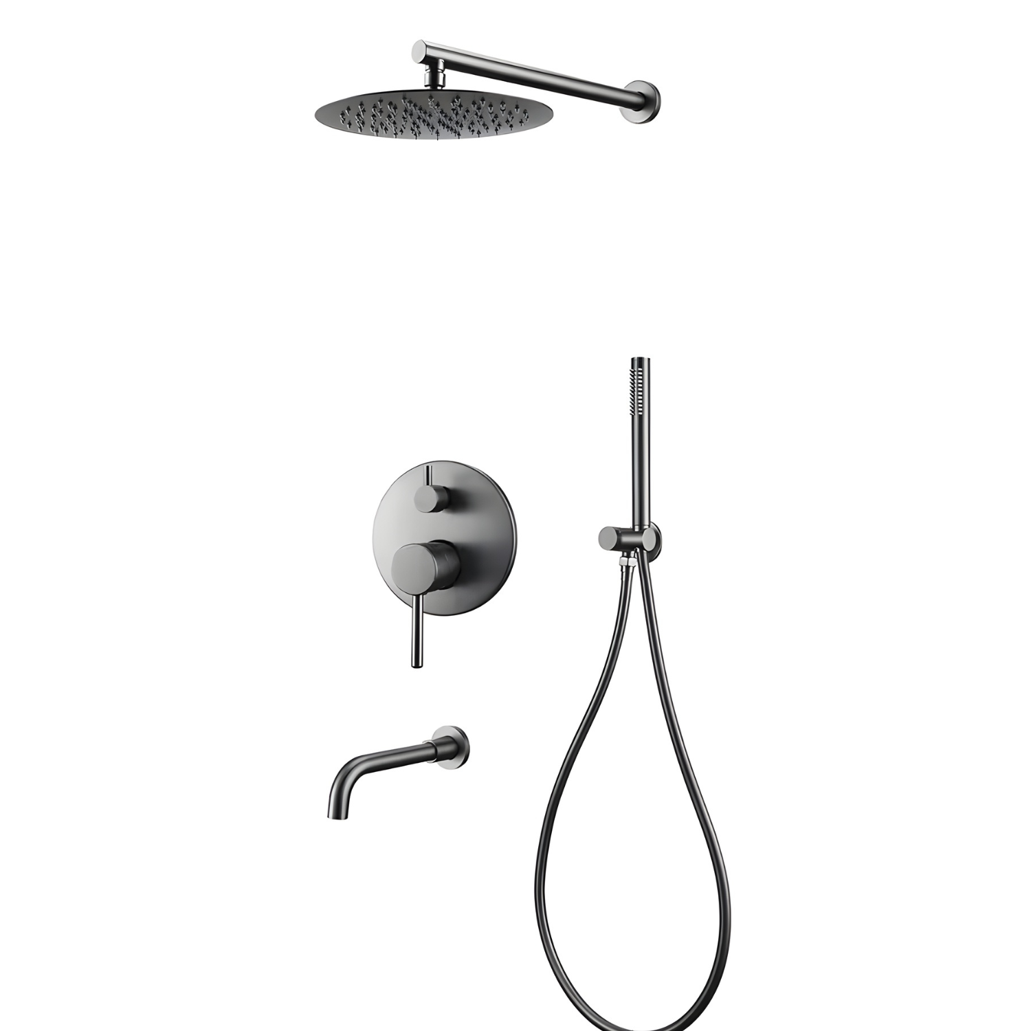 Faroe - Three Way Bathroom Shower Faucet Set with Rainfall Head, Hand Shower & Tub Spout –with Brass Hot Cold Mixer Tap