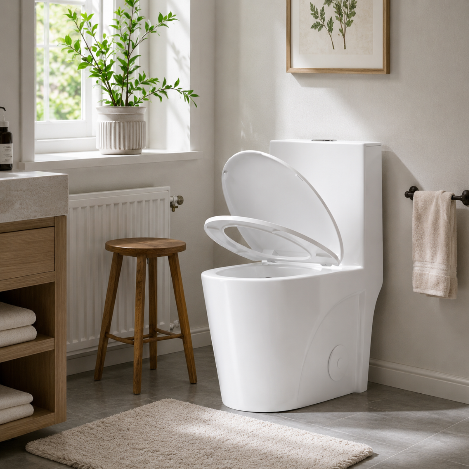 Gota - Glossy White One-Piece Toilet with Dual Flush & Soft-Close Seat