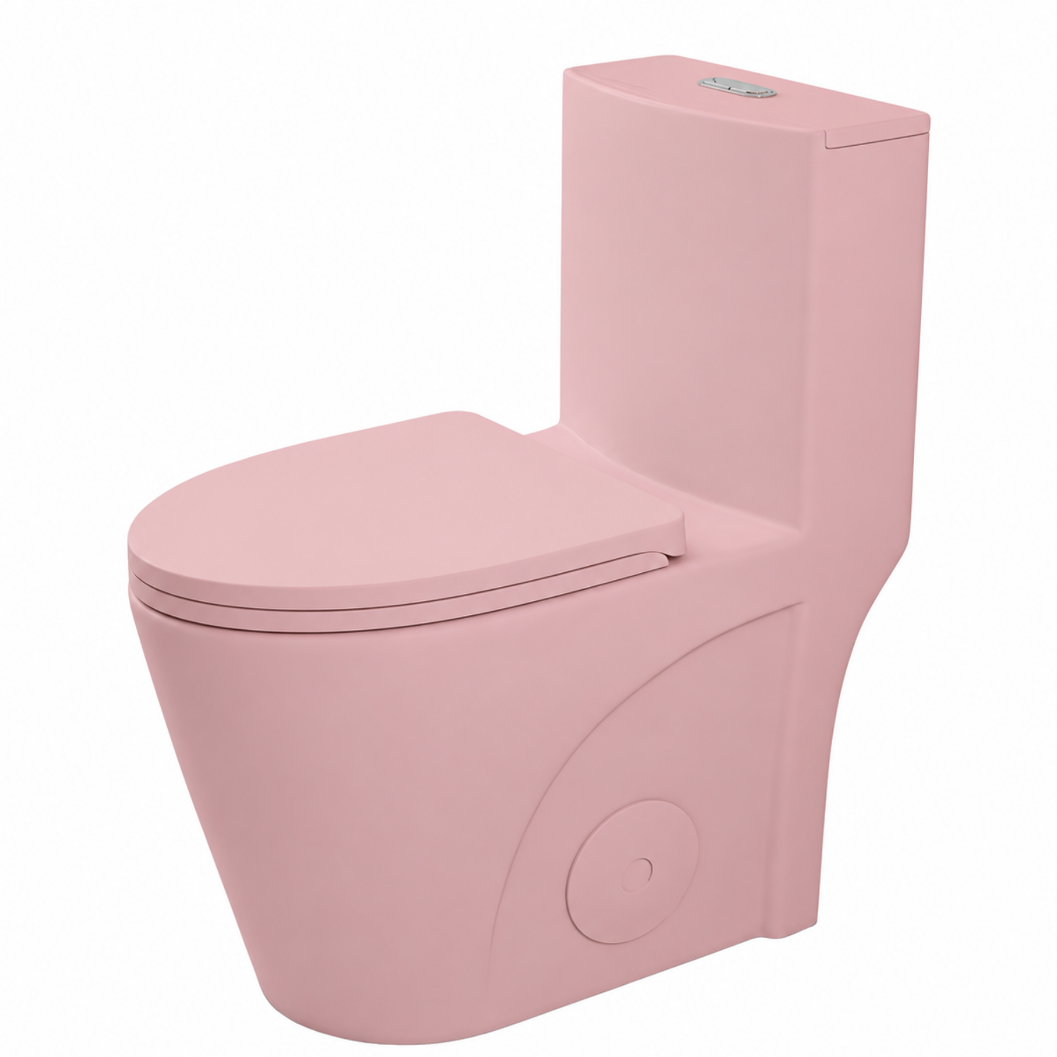 Hinnoya - Pink Modern One-Piece Toilet with Dual Flush & Soft-Close Seat