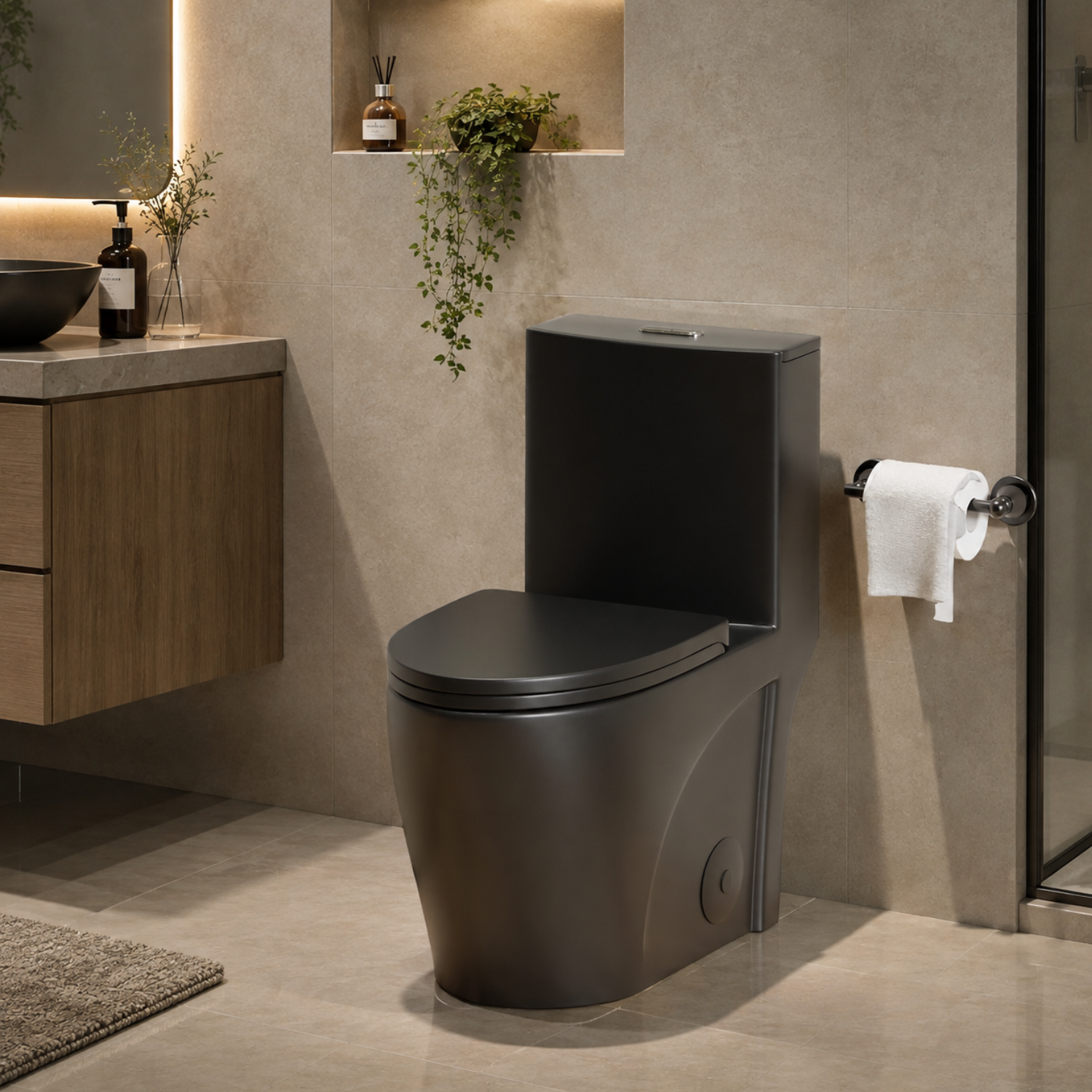 Tromso - Black Matte One-Piece with Dual Flush & Soft-Close Seat