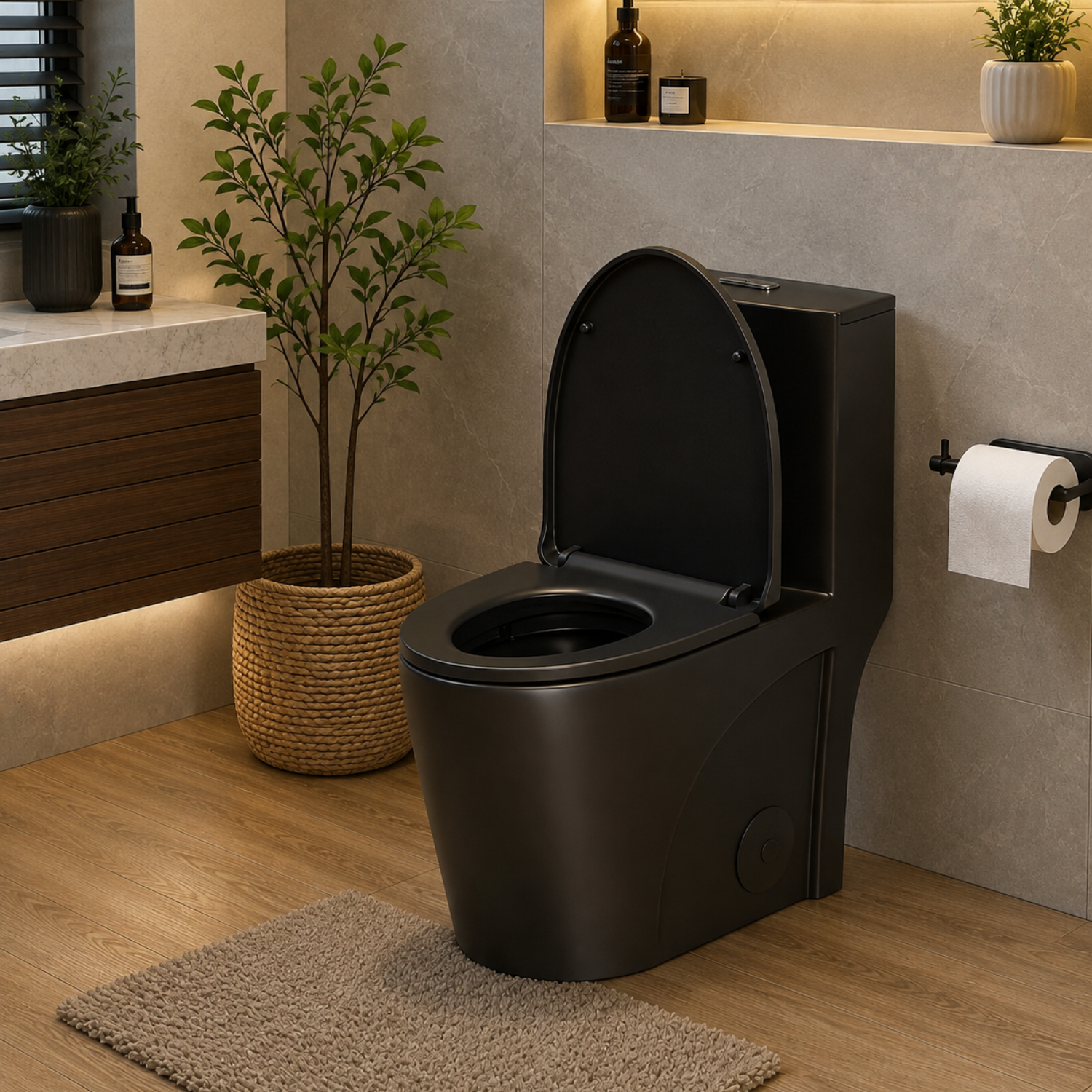 Tromso - Black Matte One-Piece with Dual Flush & Soft-Close Seat