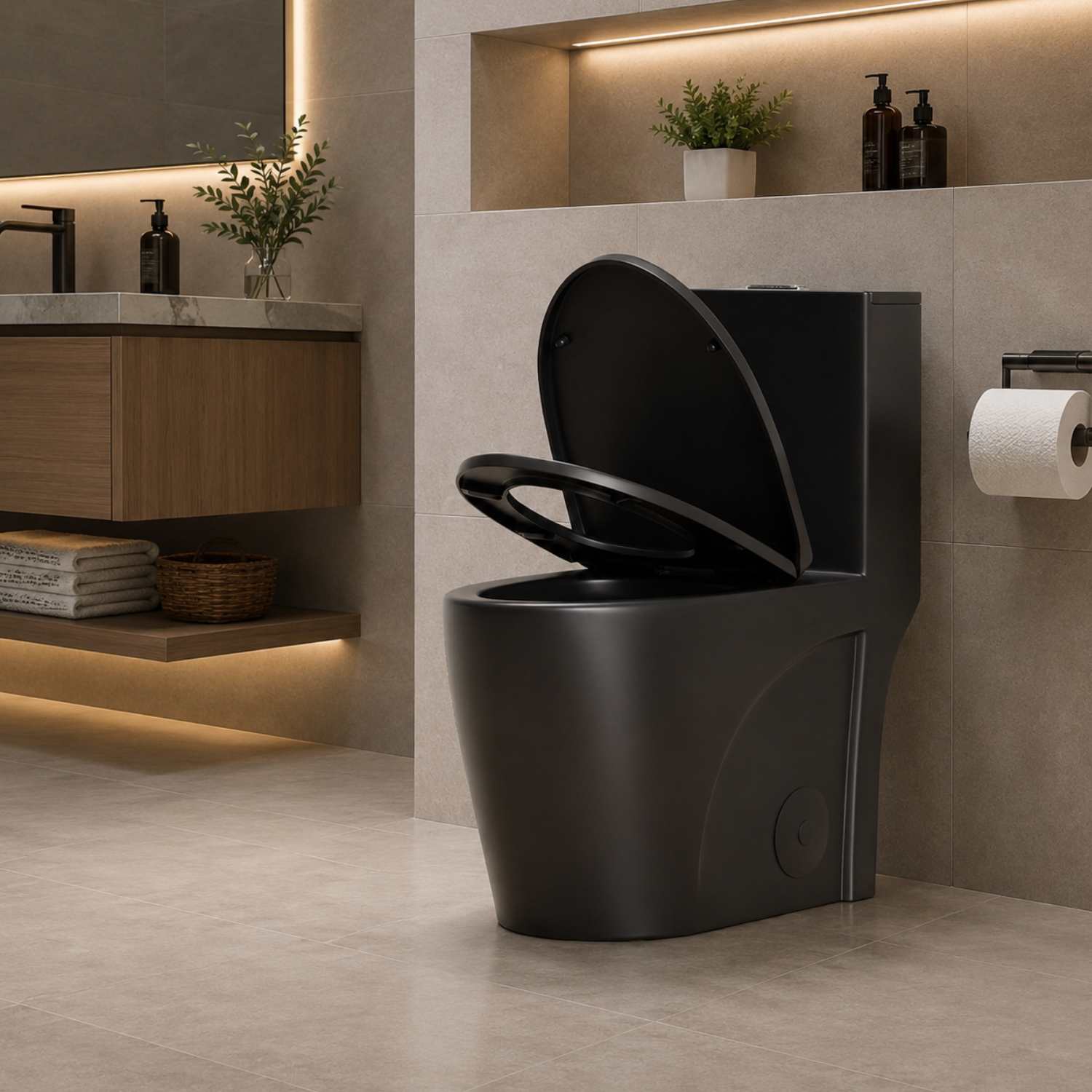 Tromso - Black Matte One-Piece with Dual Flush & Soft-Close Seat