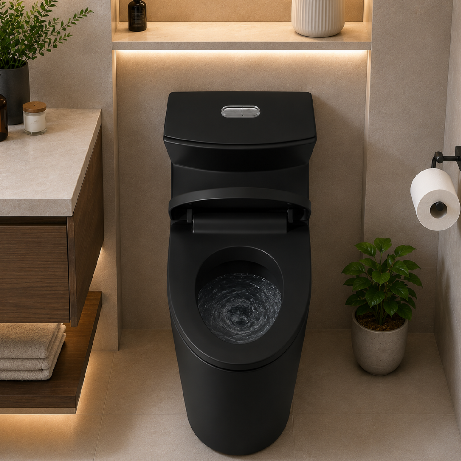 Tromso - Black Matte One-Piece with Dual Flush & Soft-Close Seat