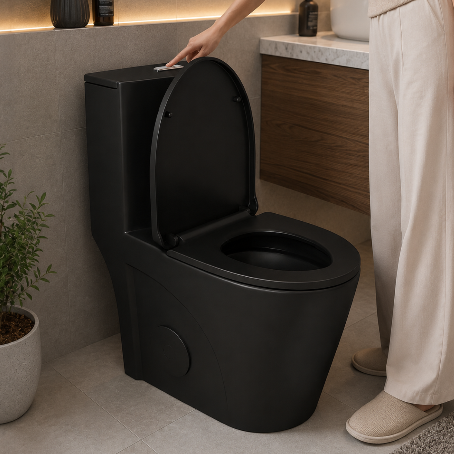 Tromso - Black Matte One-Piece with Dual Flush & Soft-Close Seat