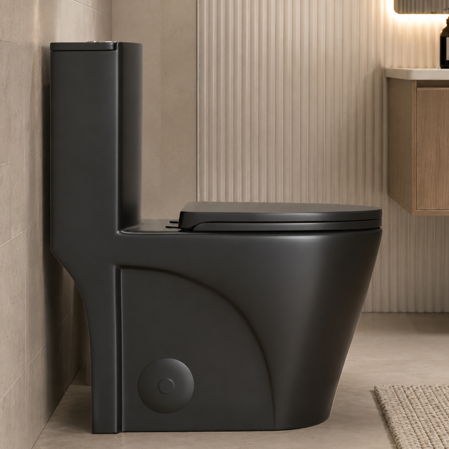 Tromso - Black Matte One-Piece with Dual Flush & Soft-Close Seat