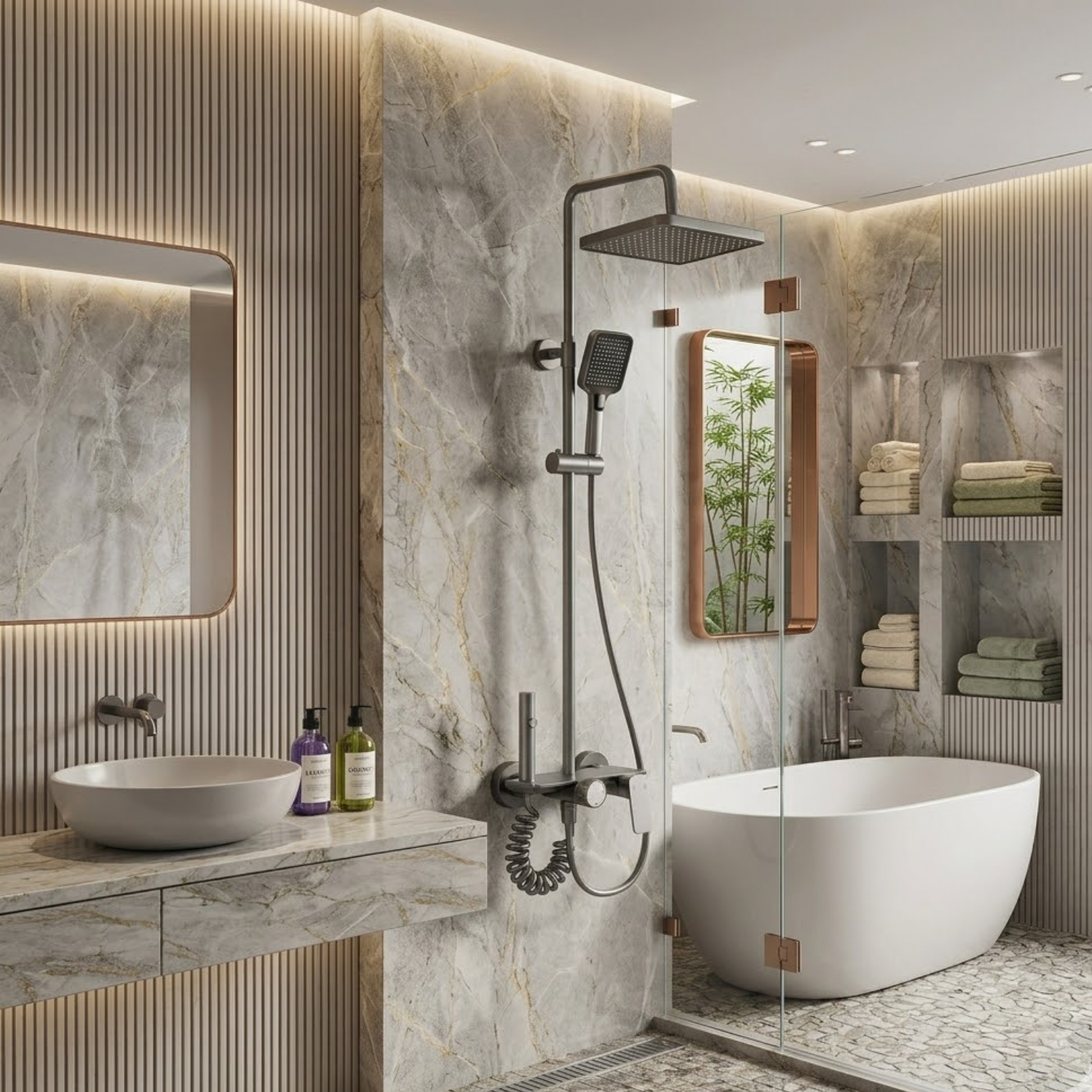 Gotland - Multifunction Bathroom Shower System Set – Hot and Cold Rotary Knob Pressurized Shower