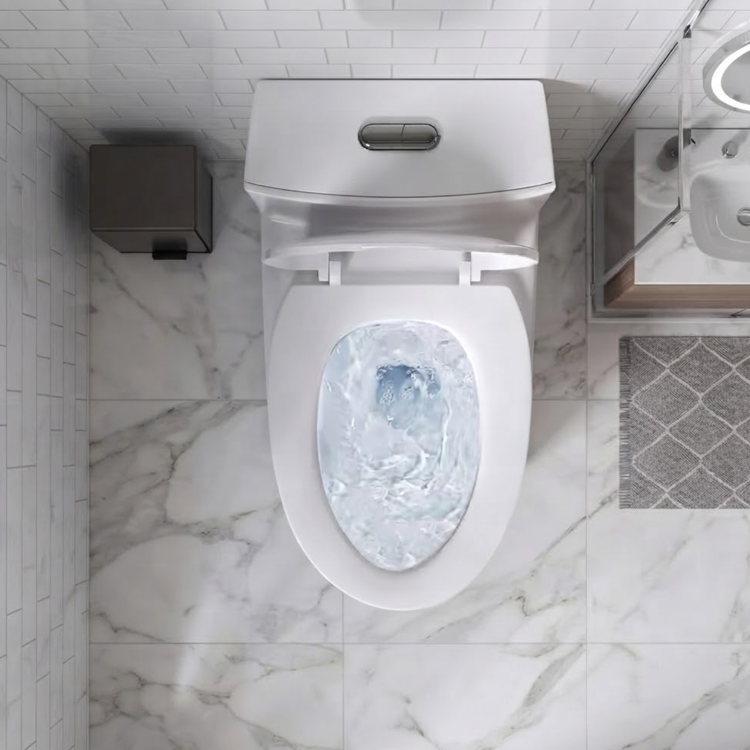 Gota - Glossy White One-Piece Toilet with Dual Flush & Soft-Close Seat