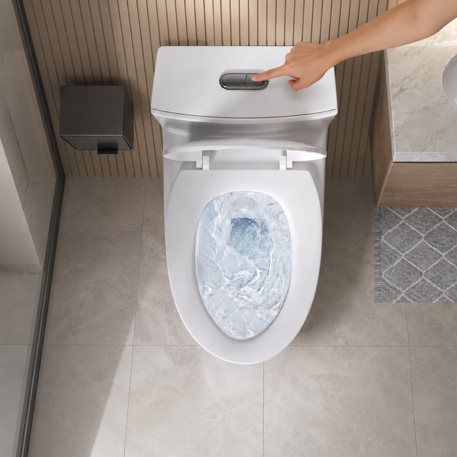 Gota - Glossy White One-Piece Toilet with Dual Flush & Soft-Close Seat
