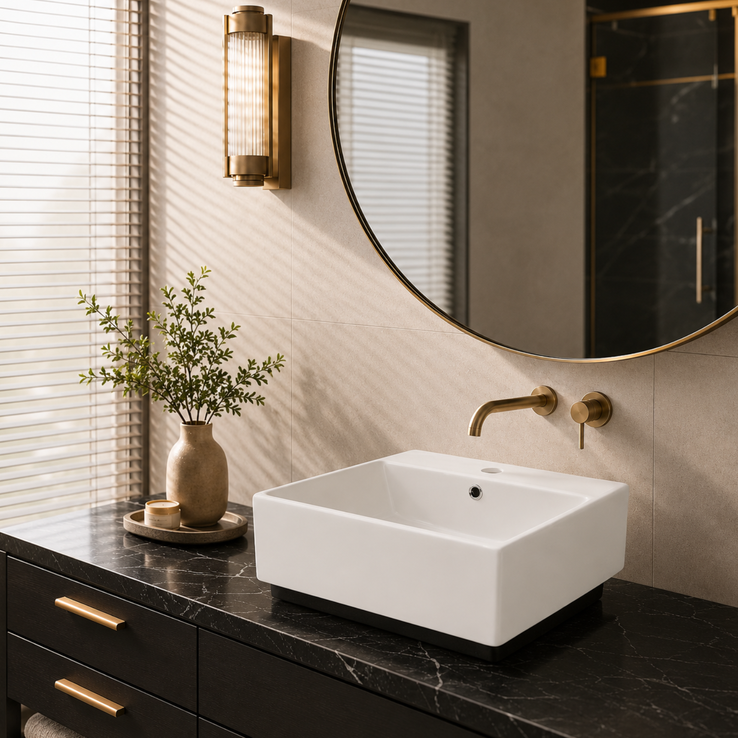 Hemsedal - Modern Square Ceramic Bathroom Basin