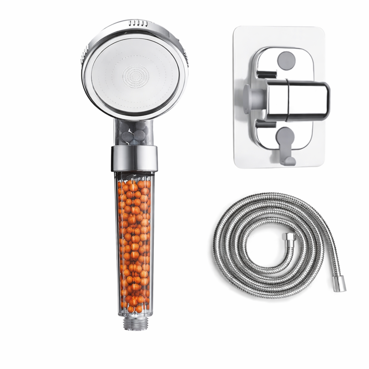 Holm - Filtered Shower Head ABS High Pressure Water Saving Spray Handheld Clear Showerheads with With Filter Beads for Bathroom