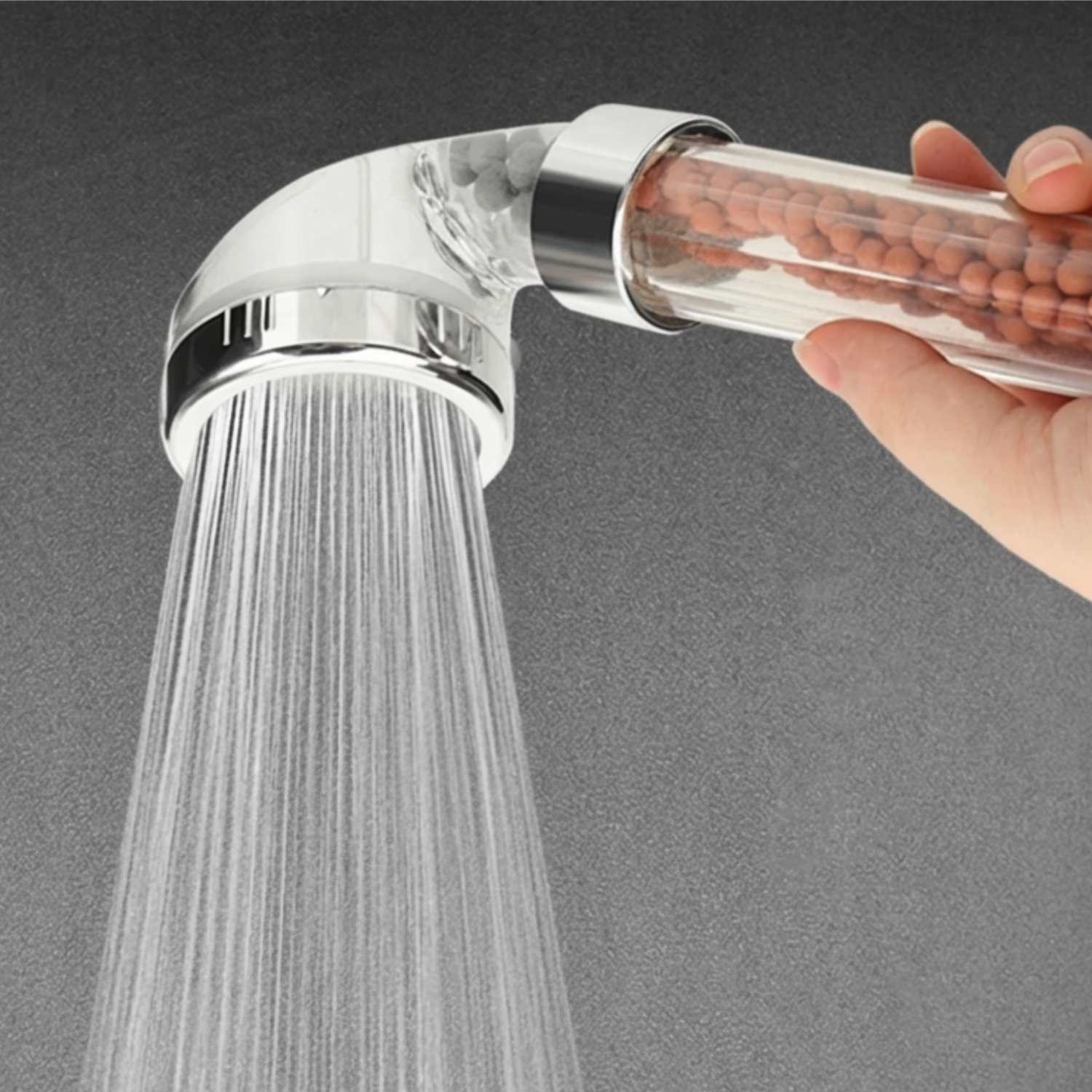 Holm - Filtered Shower Head ABS High Pressure Water Saving Spray Handheld Clear Showerheads with With Filter Beads for Bathroom