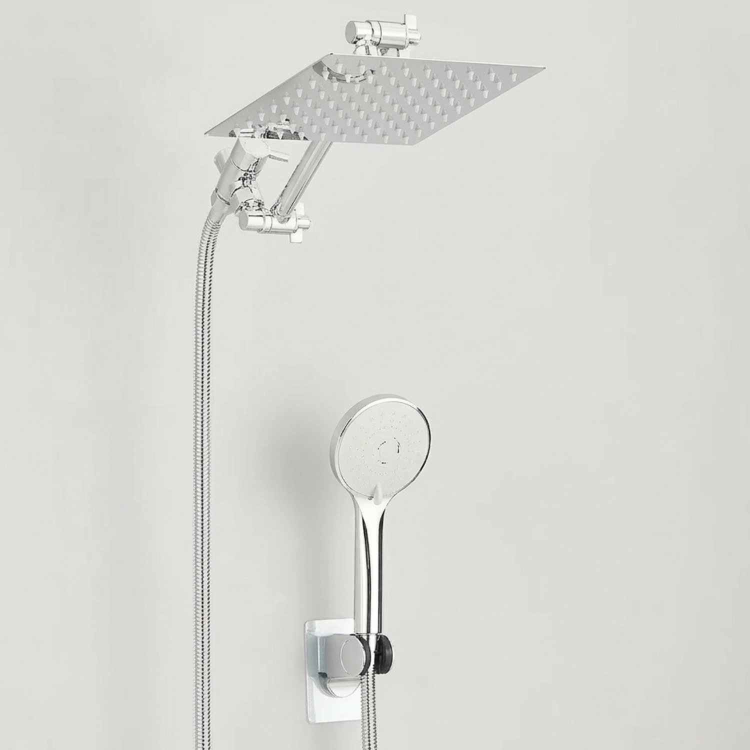 Halling - 8-12 Inch Square Rain Shower Head Combo High Pressure with Handheld Shower Spray & Extension Arm