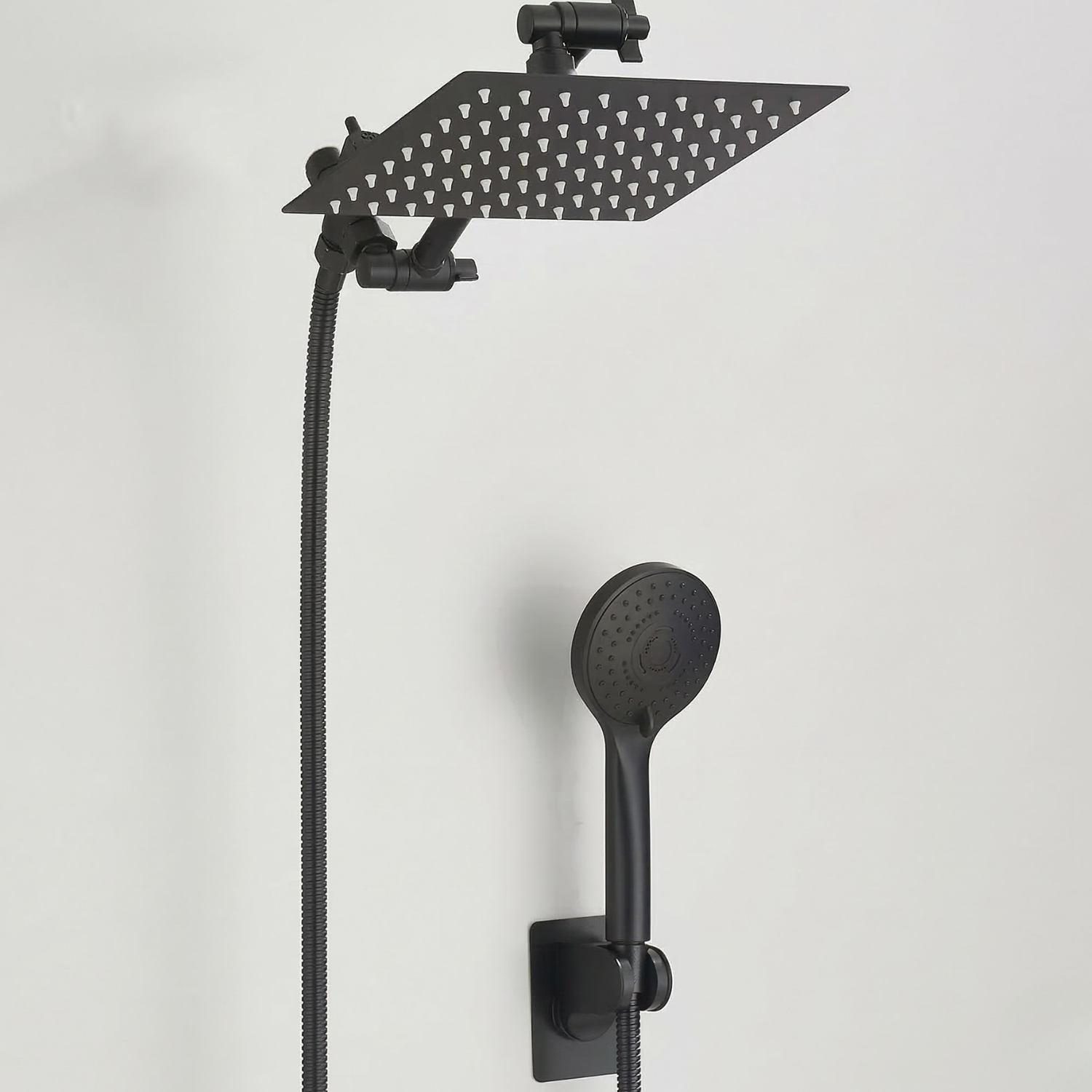 Halling - 8-12 Inch Square Rain Shower Head Combo High Pressure with Handheld Shower Spray & Extension Arm