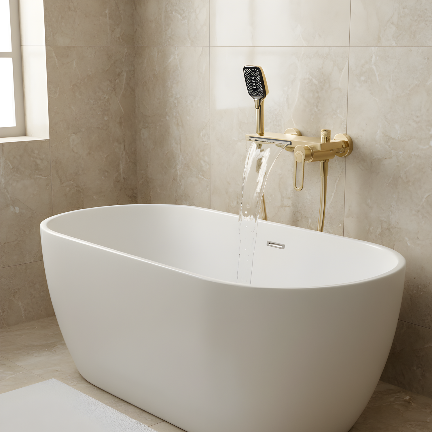 Inari - Wall Mounted Bathtub Shower Faucet Single Handle Spout Mixer Tap