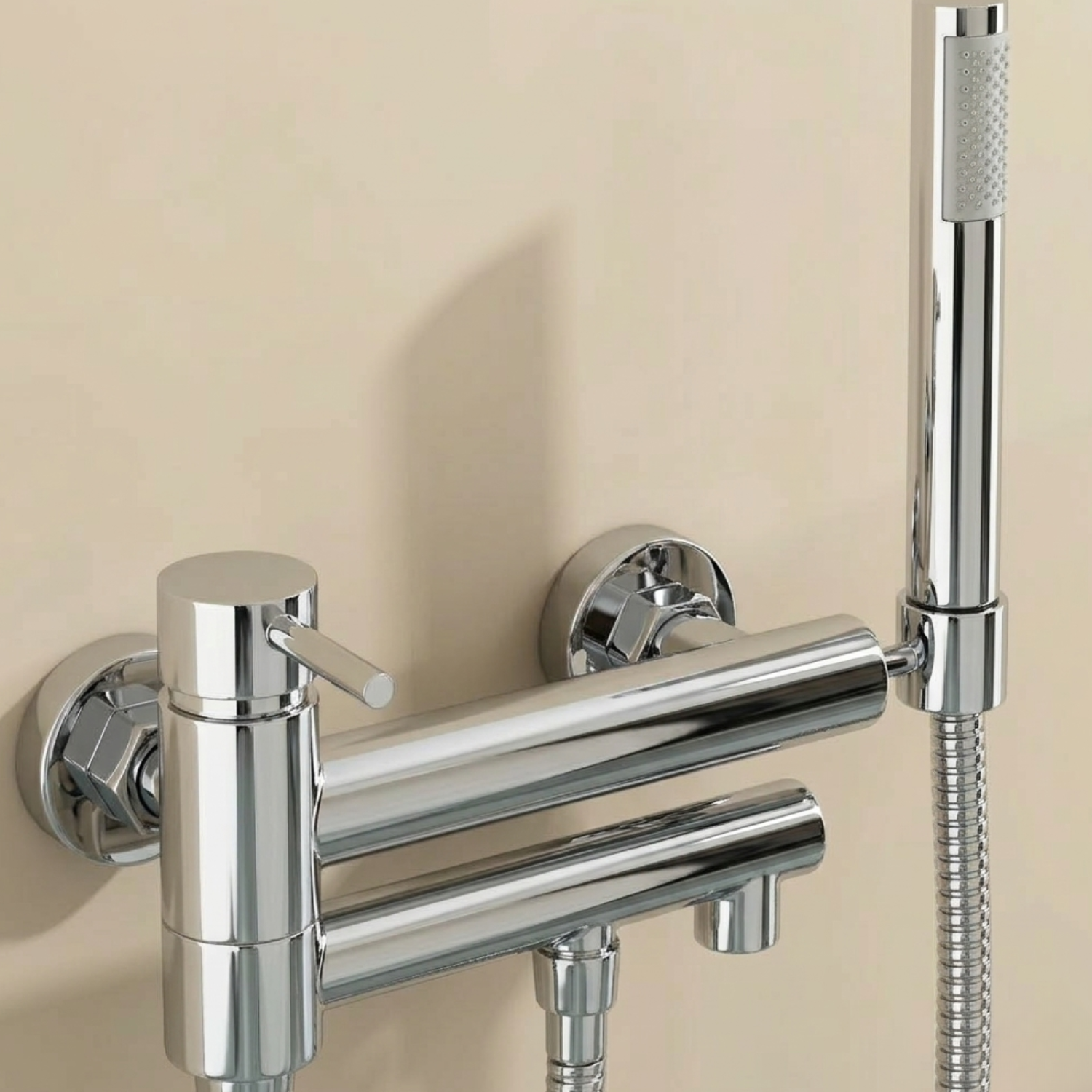 Malmo - Bathroom Bathtub Shower Faucet with Swivel Tub Spout and Handhold Shower Brass Wall Mounted Hot Cold Water Mixer Bath Tap