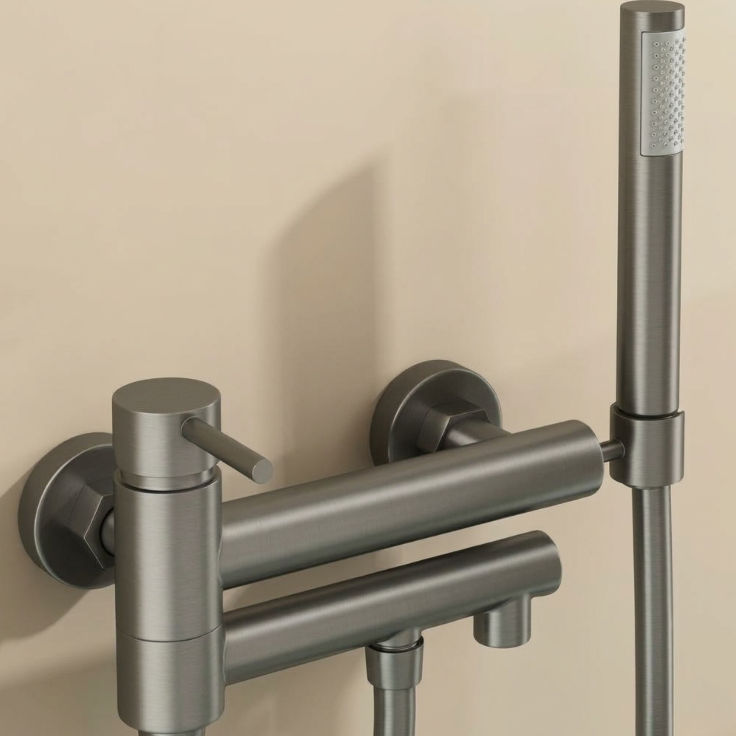 Malmo - Bathroom Bathtub Shower Faucet with Swivel Tub Spout and Handhold Shower Brass Wall Mounted Hot Cold Water Mixer Bath Tap