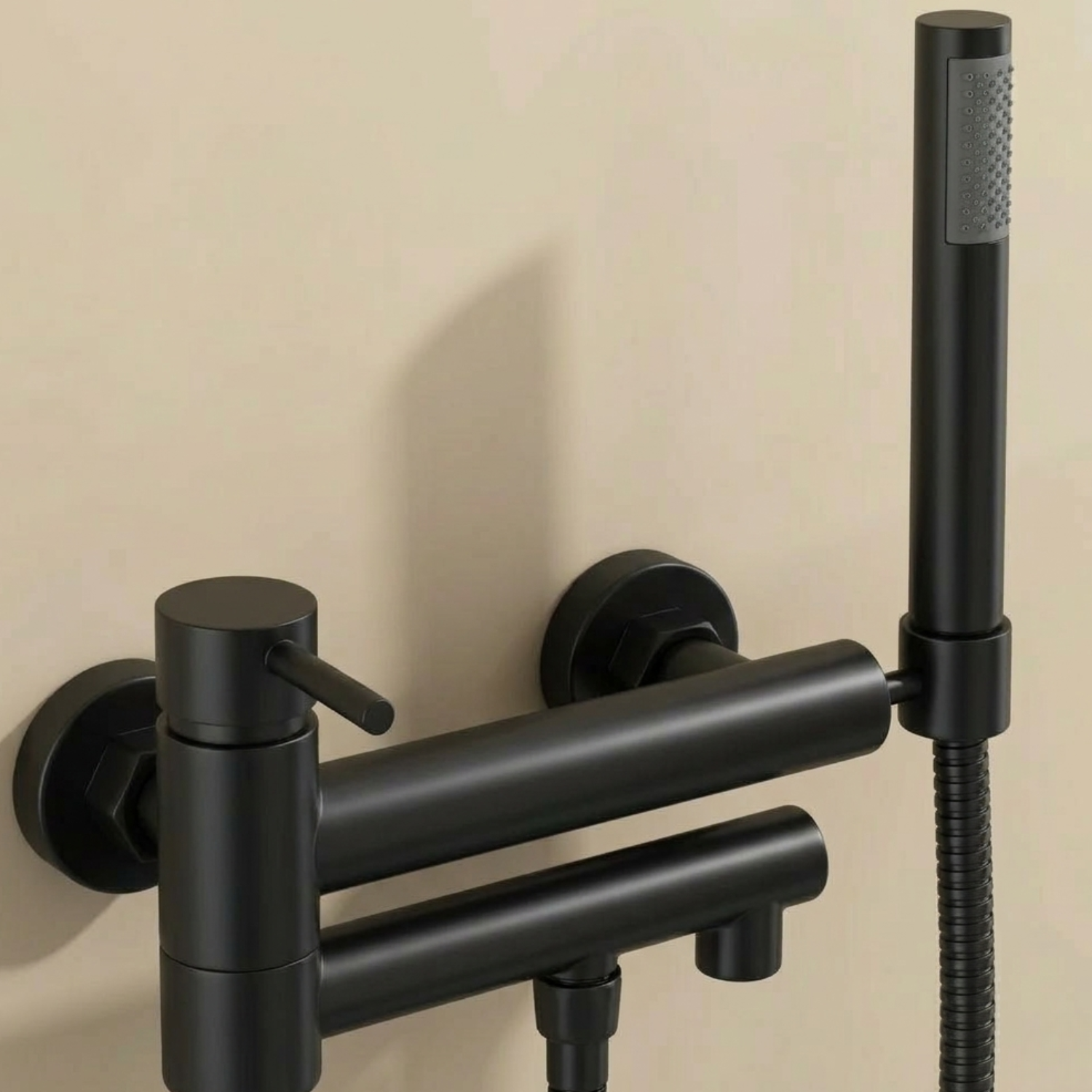 Malmo - Bathroom Bathtub Shower Faucet with Swivel Tub Spout and Handhold Shower Brass Wall Mounted Hot Cold Water Mixer Bath Tap