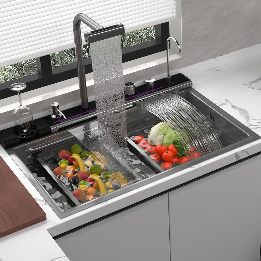Radviken - Smart Triple Waterfall Kitchen Sink with Digital Display