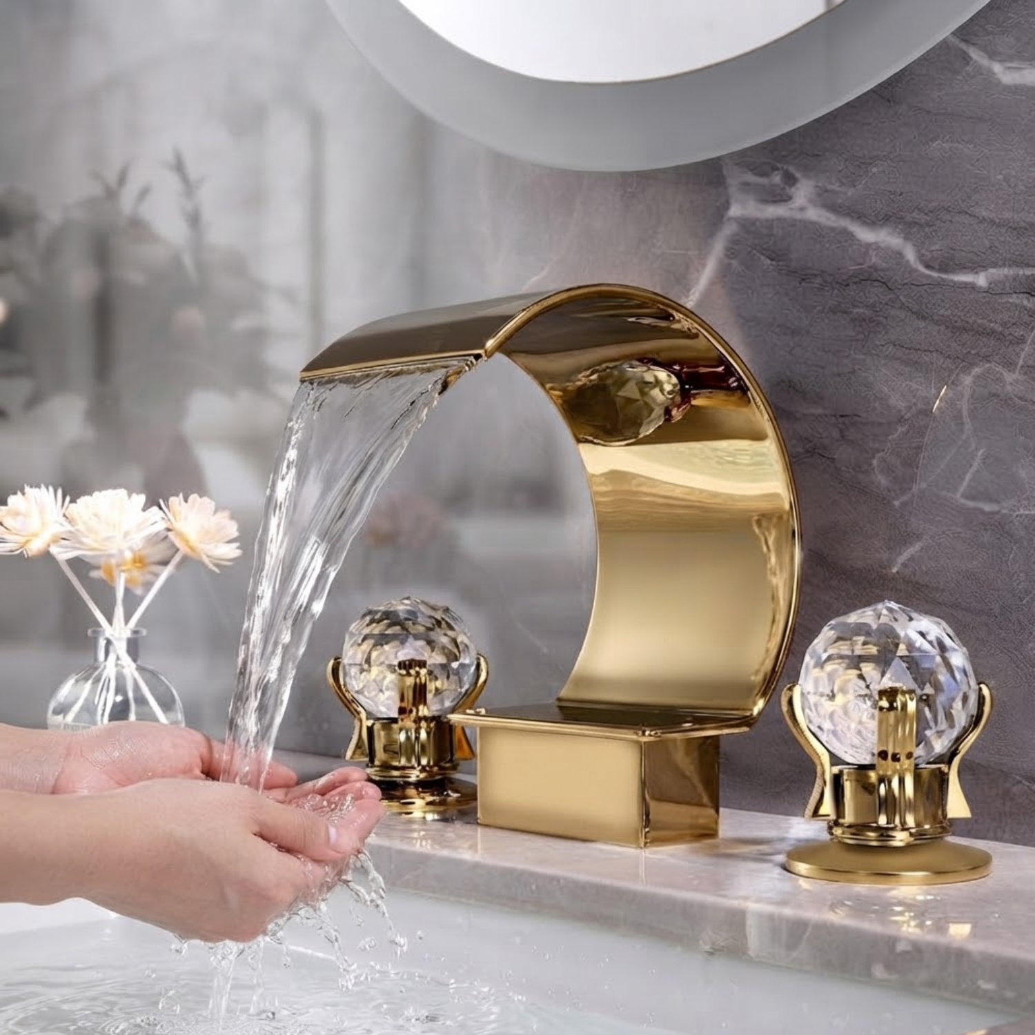 Nidelva - Three-Piece Tub Faucet with Dual Crystal