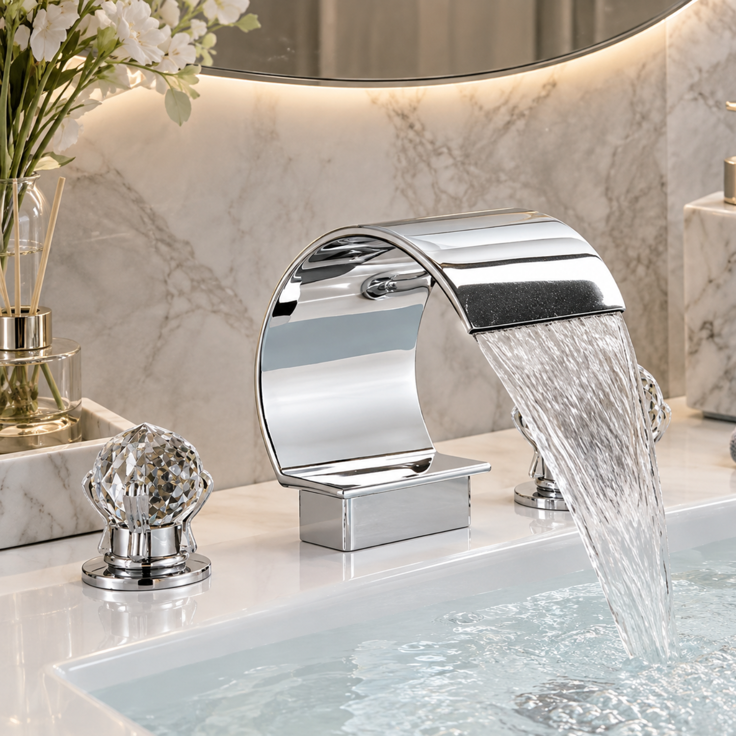 Nidelva - Three-Piece Tub Faucet with Dual Crystal