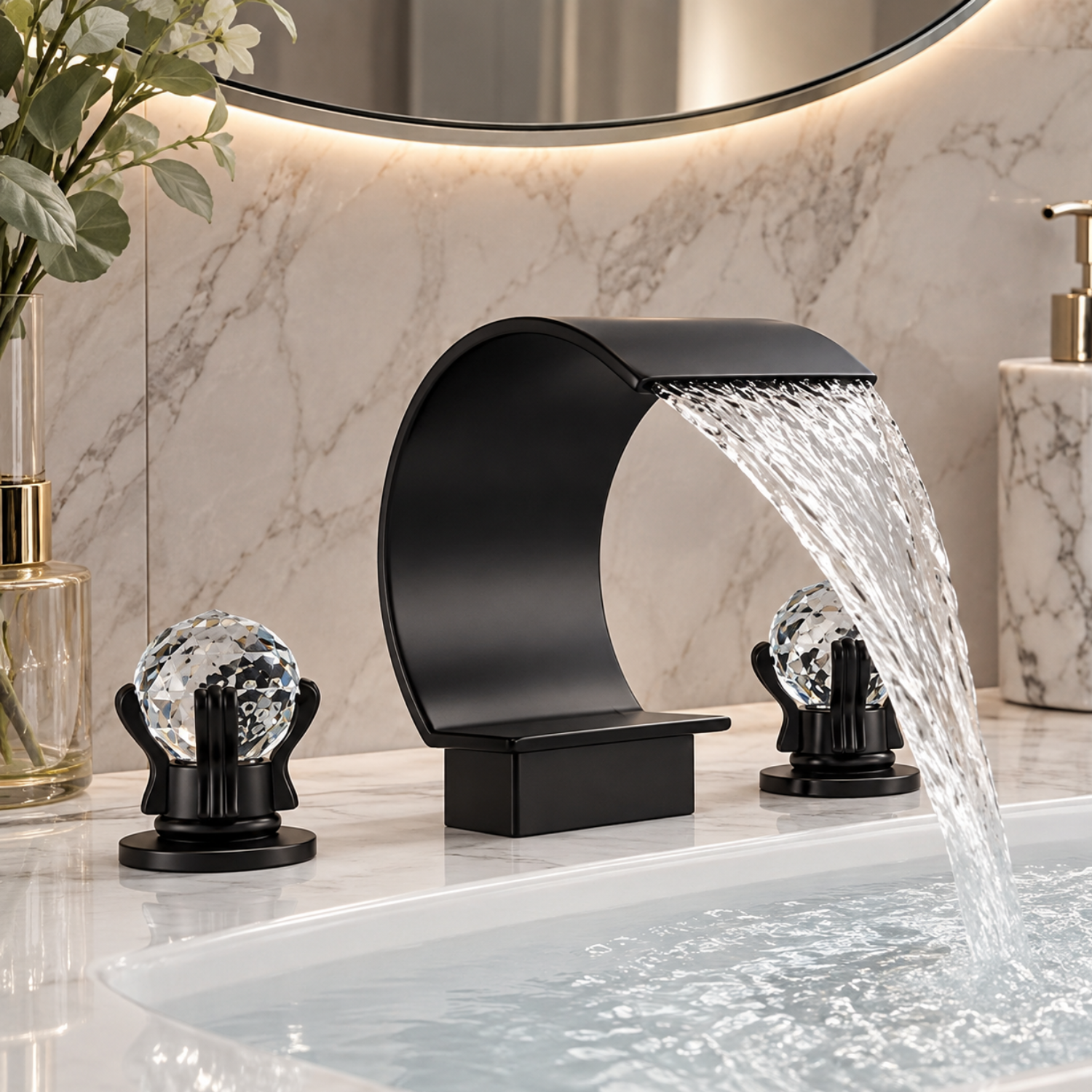 Nidelva - Three-Piece Tub Faucet with Dual Crystal