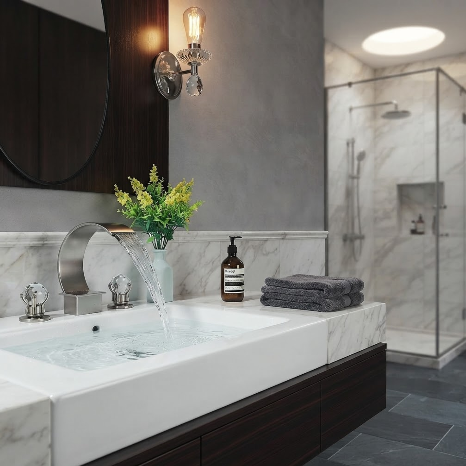 Nidelva - Three-Piece Tub Faucet with Dual Crystal