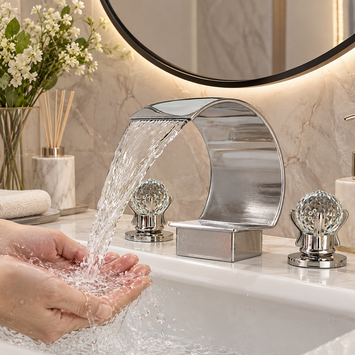 Nidelva - Three-Piece Tub Faucet with Dual Crystal