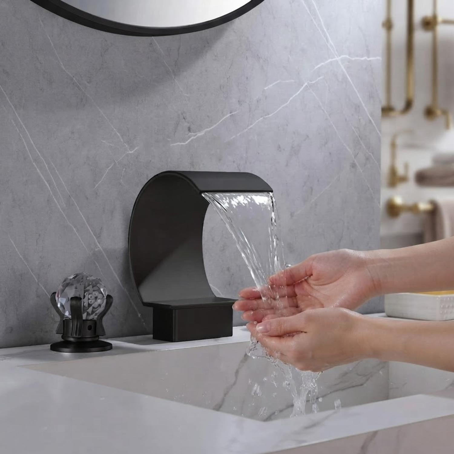 Nidelva - Three-Piece Tub Faucet with Dual Crystal