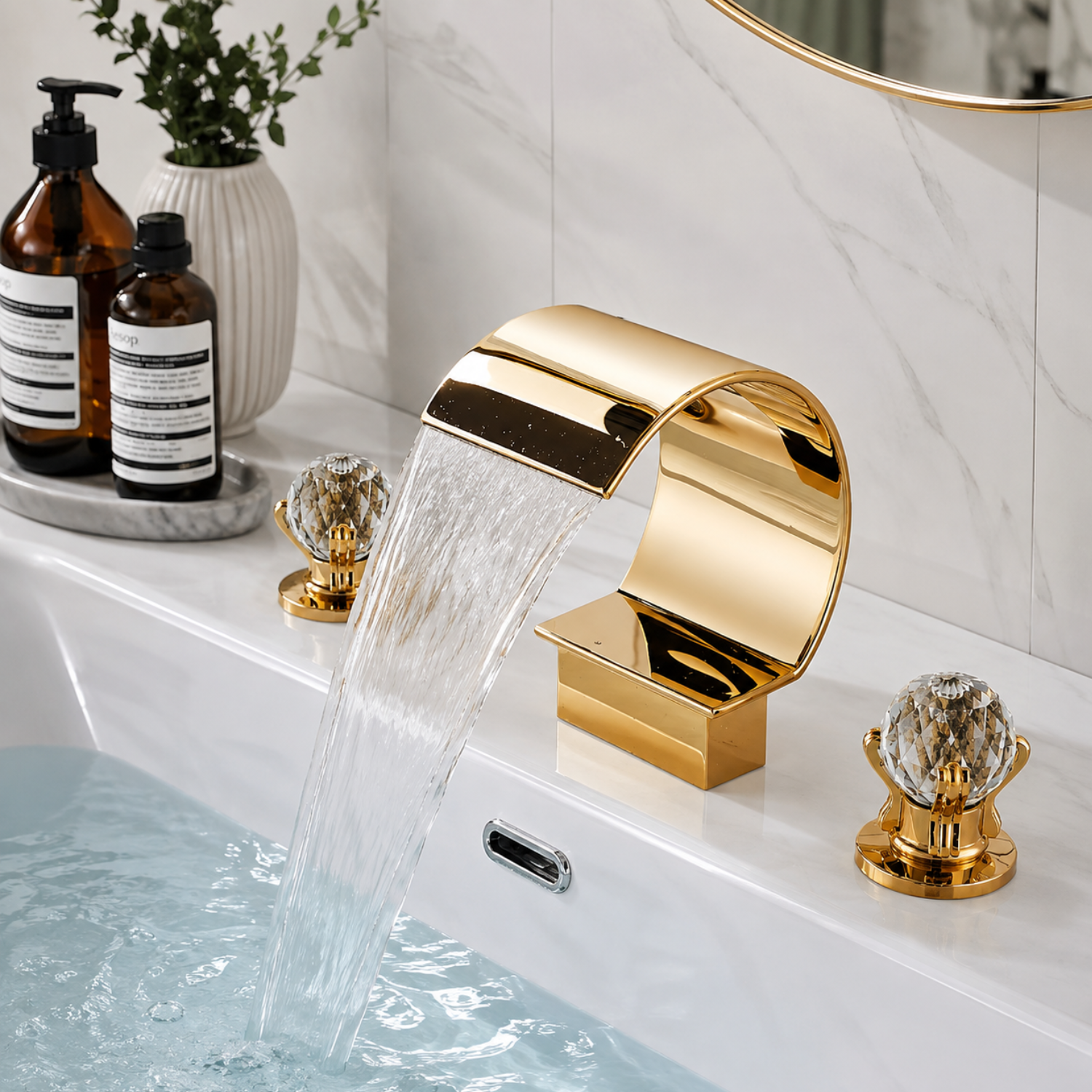 Nidelva - Three-Piece Tub Faucet with Dual Crystal