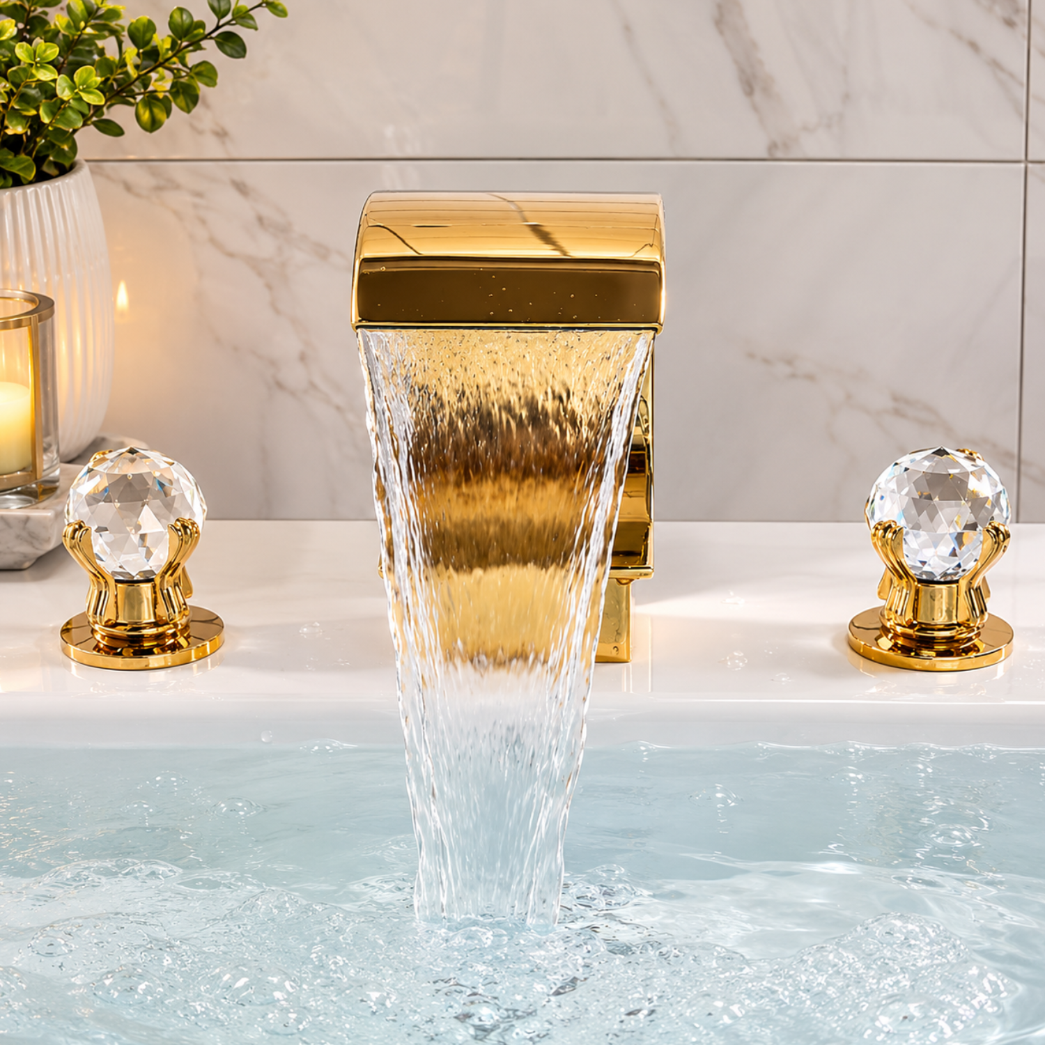 Nidelva - Three-Piece Tub Faucet with Dual Crystal