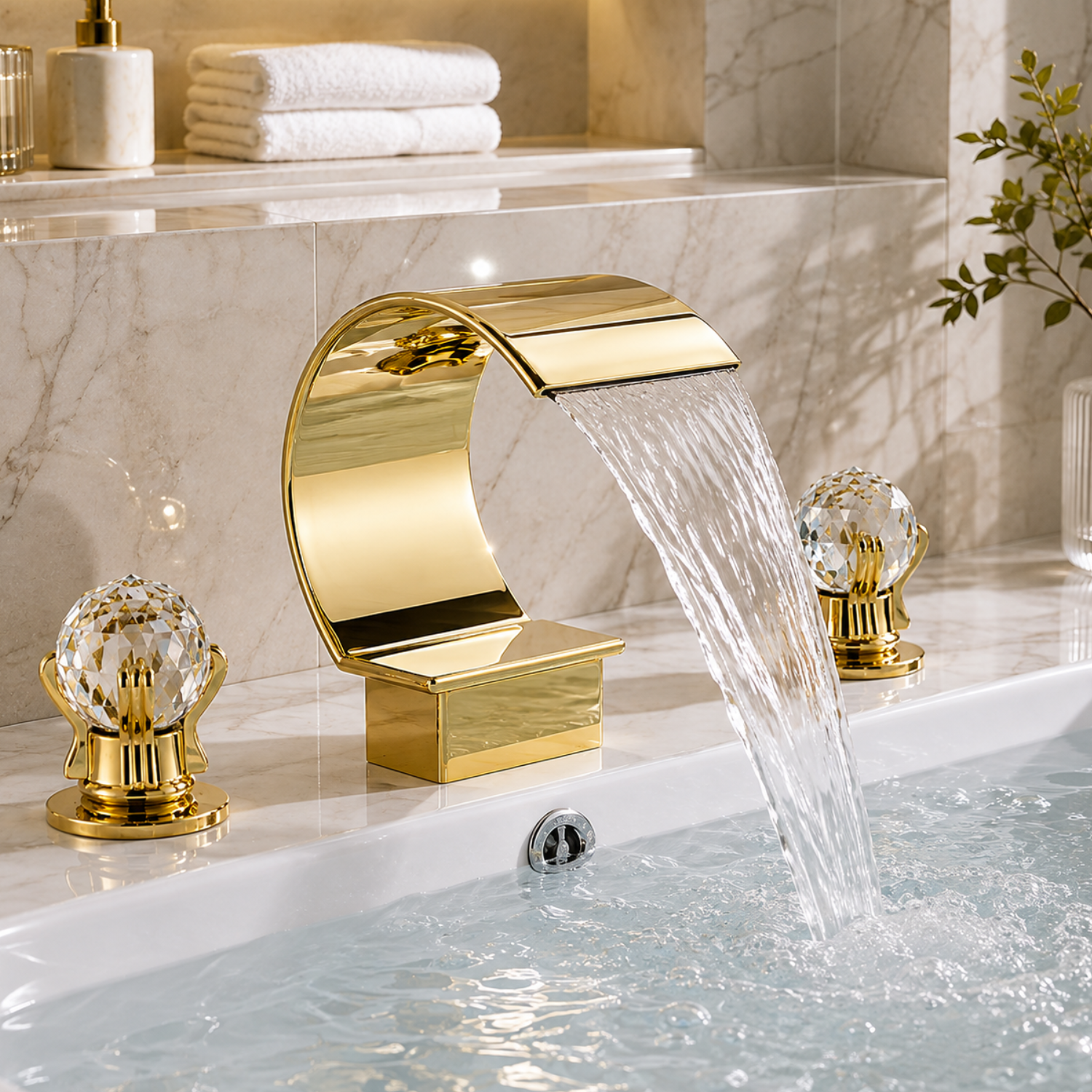 Nidelva - Three-Piece Tub Faucet with Dual Crystal