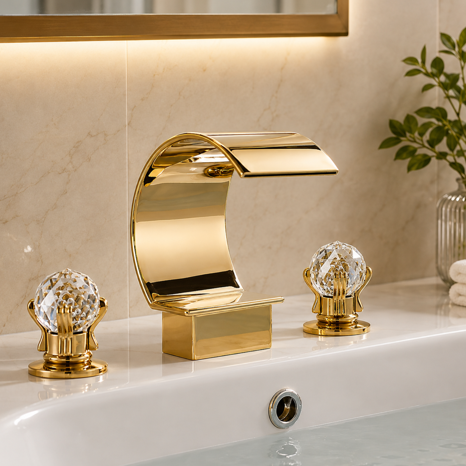 Nidelva - Three-Piece Tub Faucet with Dual Crystal