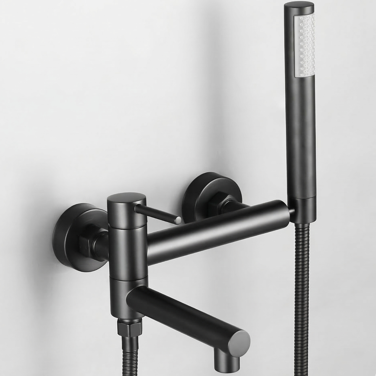 Malmo - Bathroom Bathtub Shower Faucet with Swivel Tub Spout and Handhold Shower Brass Wall Mounted Hot Cold Water Mixer Bath Tap