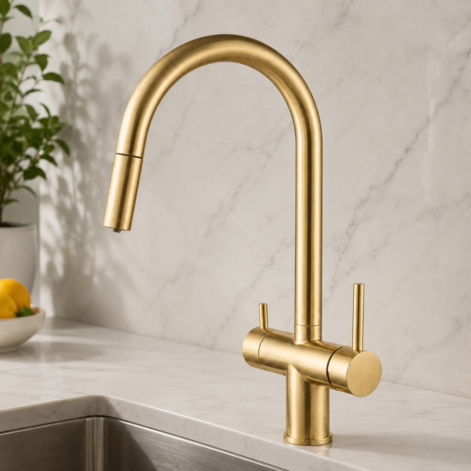 Rondane - WaterMark Certified 3-Way Kitchen Faucet with Filter Tap & Pull-Out Sprayer for Kitchen Sink