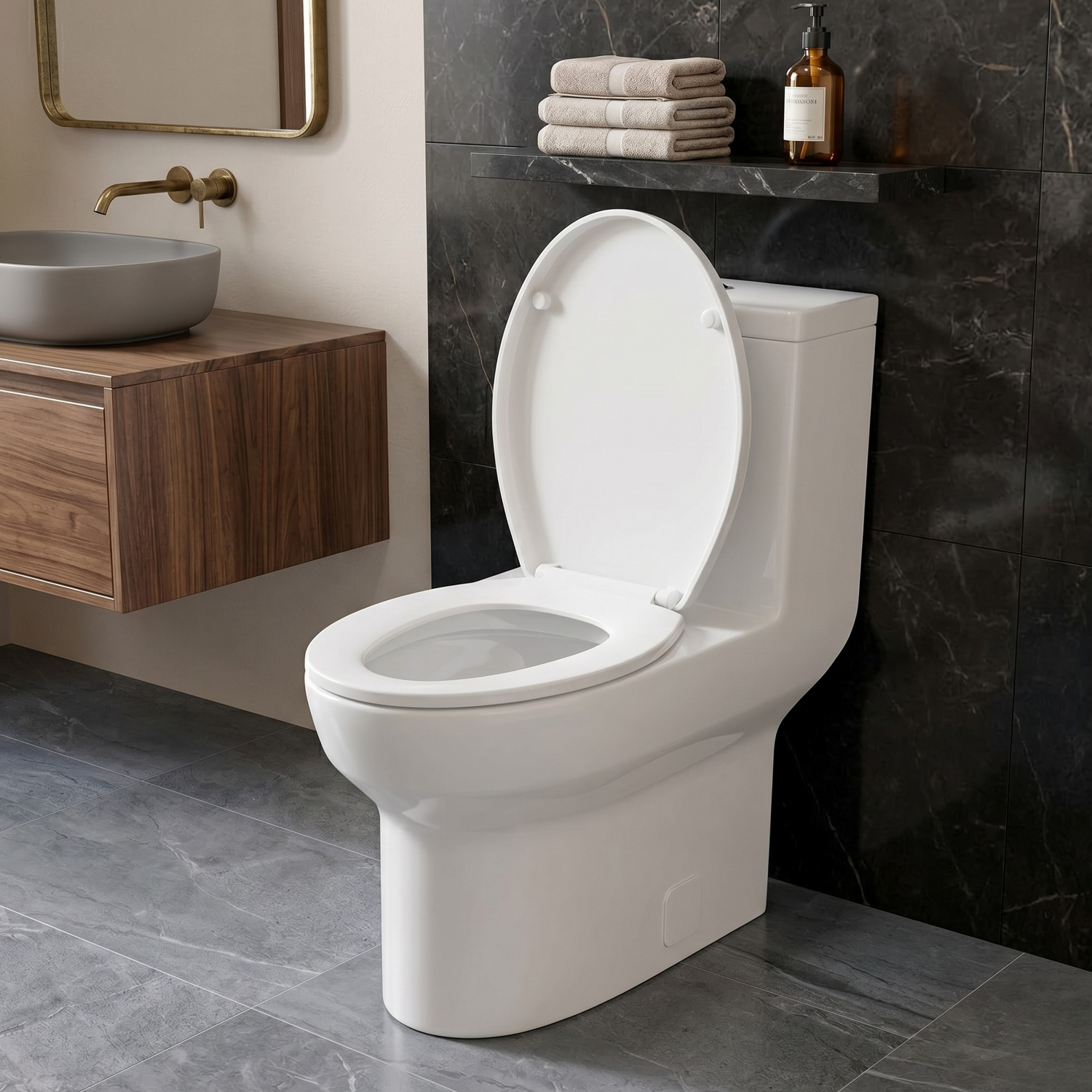 Roros – One-Piece Dual Flush Toilet with Soft-Close Seat & Concealed Tank