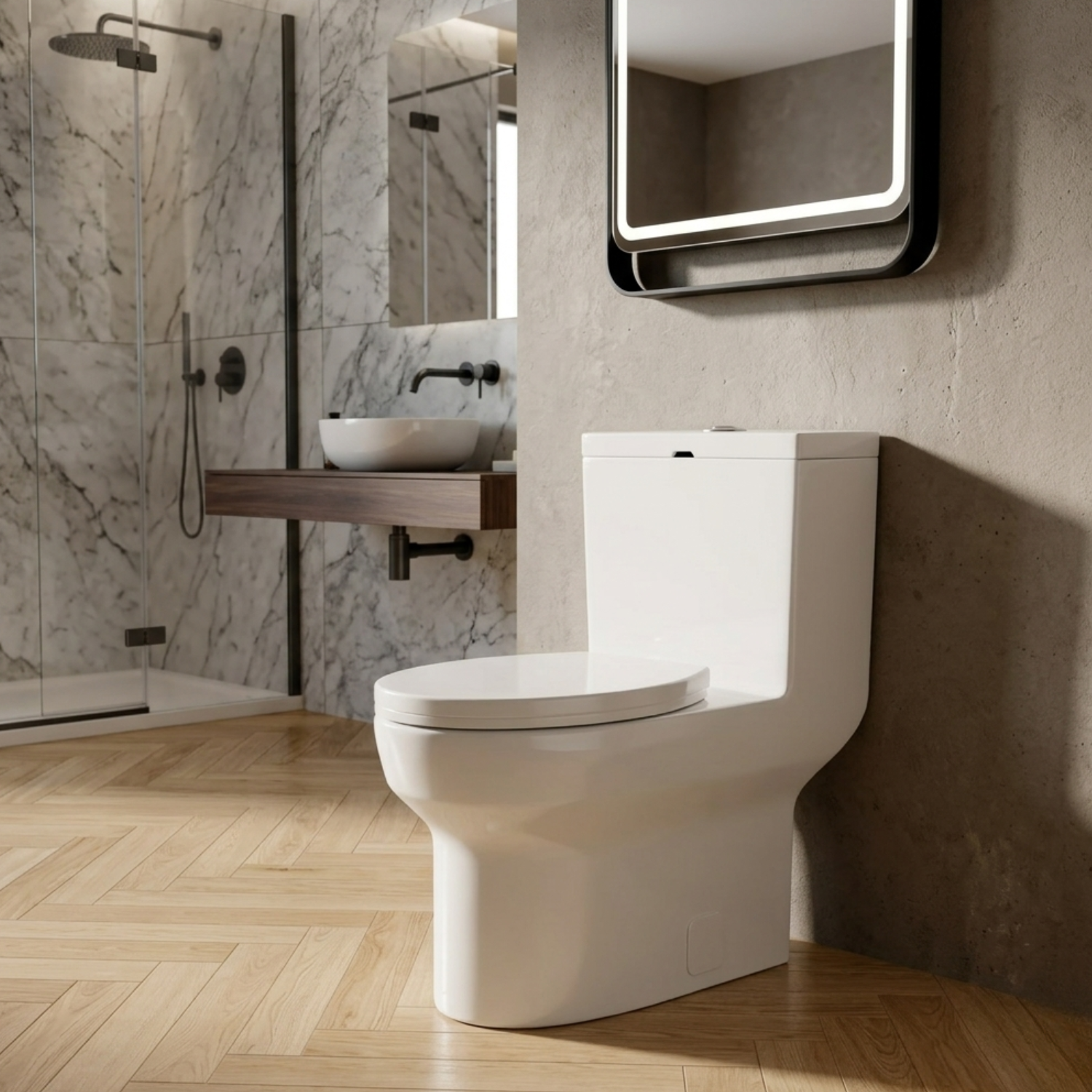 Roros – One-Piece Dual Flush Toilet with Soft-Close Seat & Concealed Tank