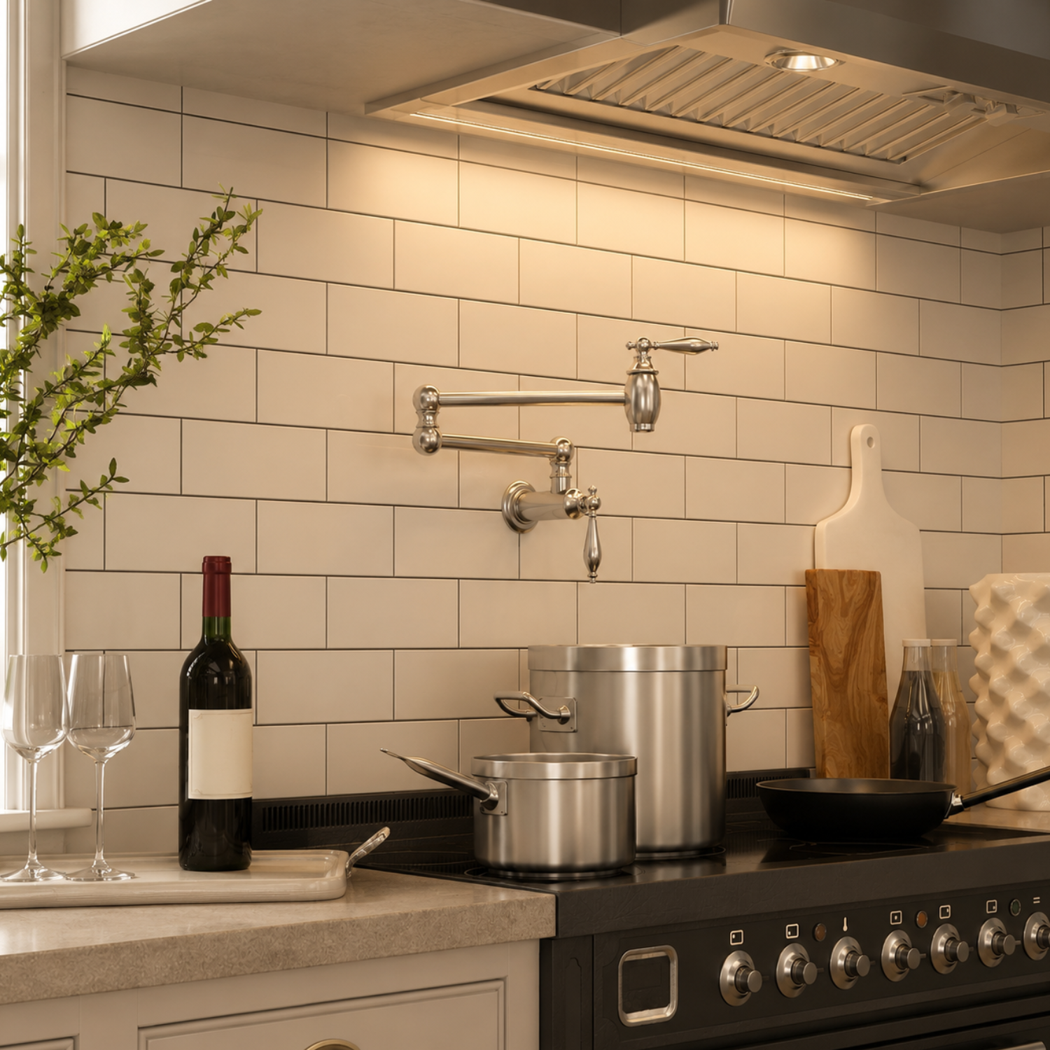Saimaa - Wall Mount Swing Arm Folding Pot Filler Kitchen Faucet