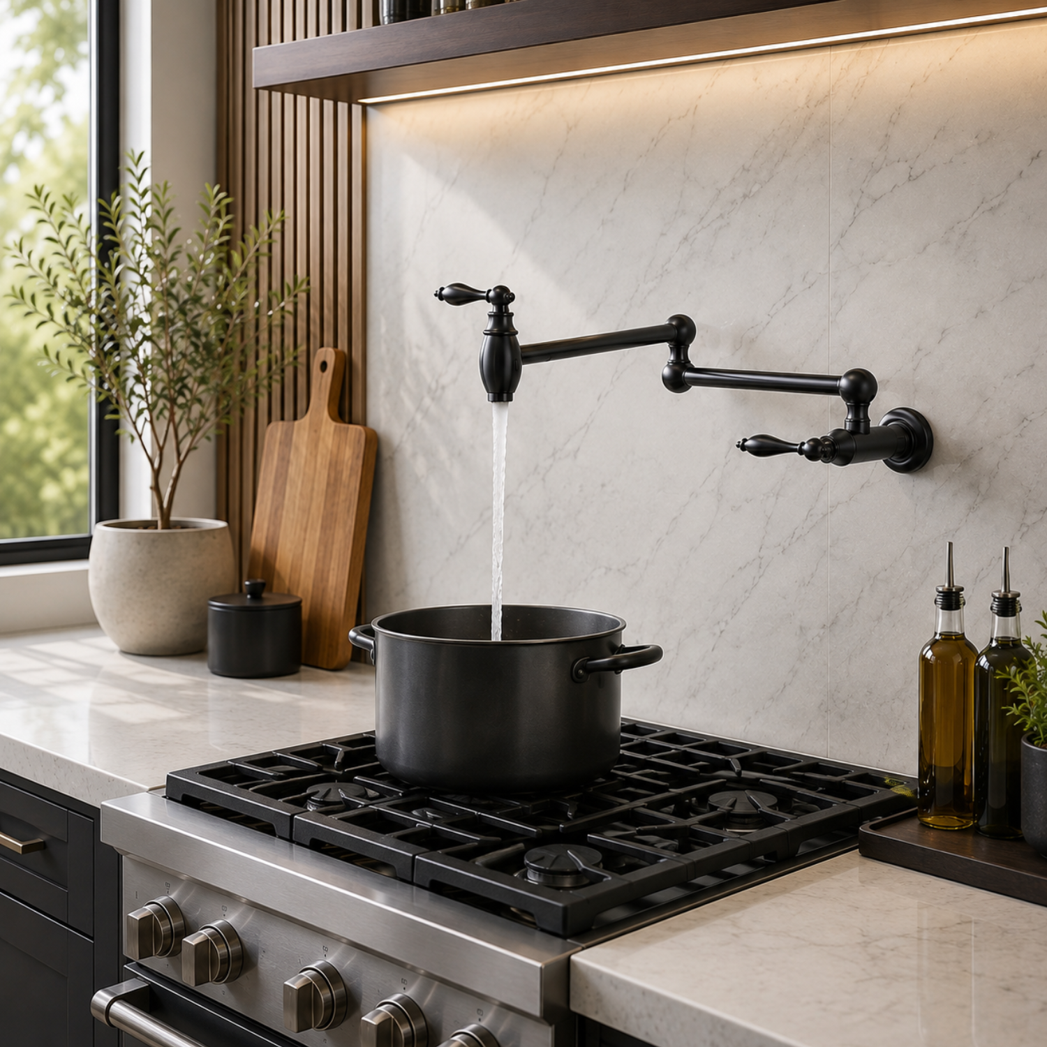 Saimaa - Wall Mount Swing Arm Folding Pot Filler Kitchen Faucet