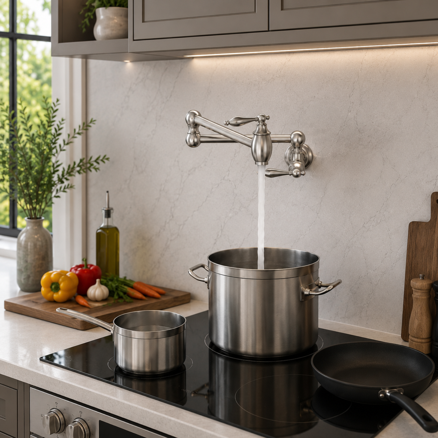 Saimaa - Wall Mount Swing Arm Folding Pot Filler Kitchen Faucet