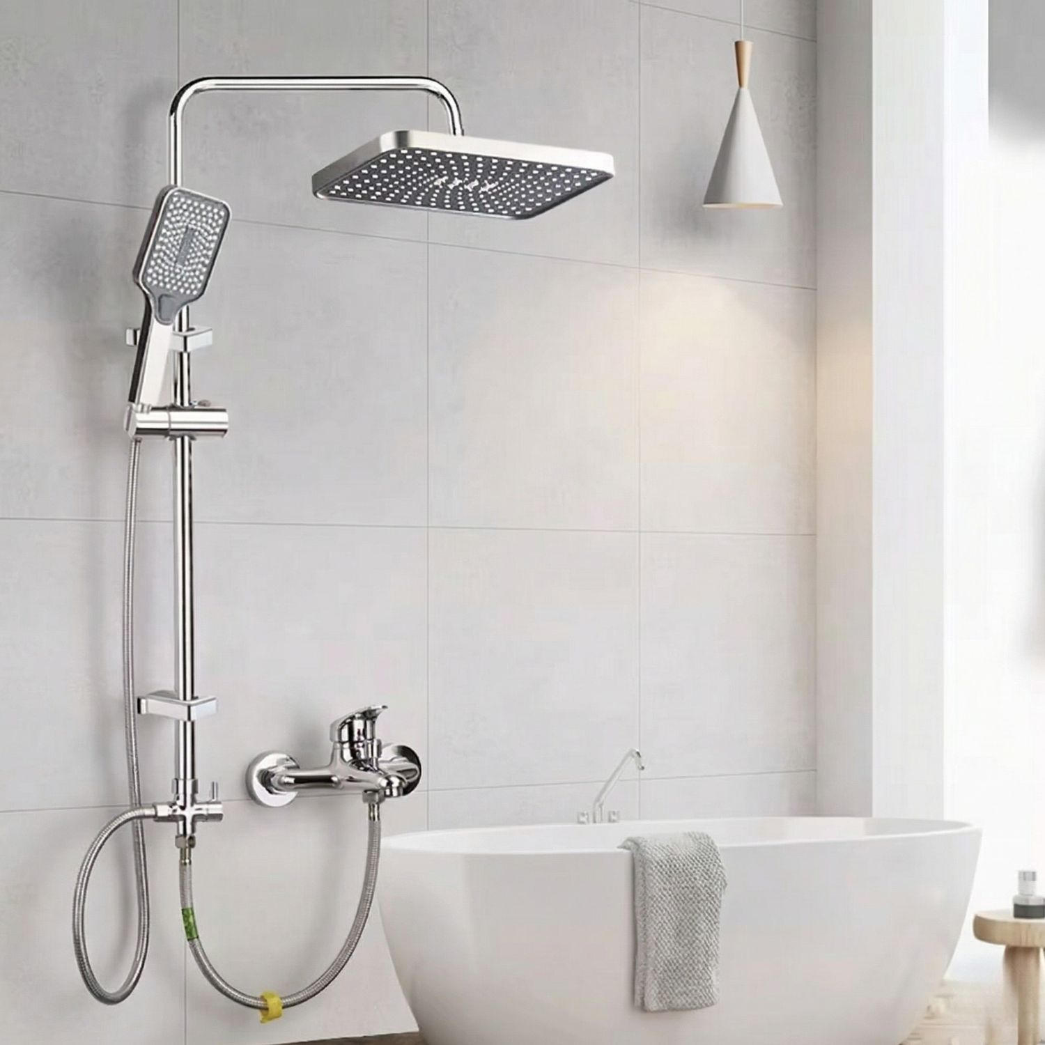 Sarek - Rainfall Shower Column Set with Handheld Shower & Wall Mounted Mixer Tap