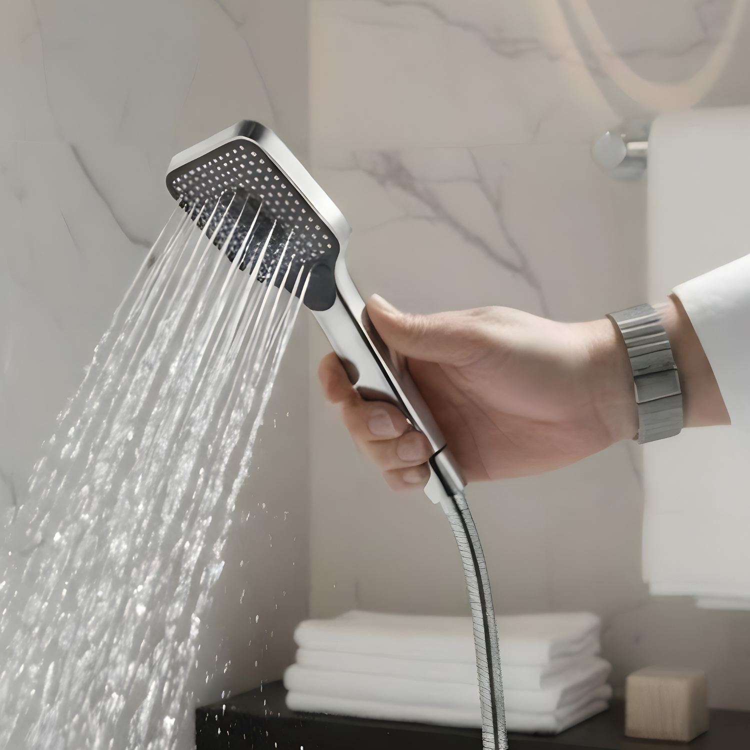 Siljan - 3-Way Shower Faucet Set with Diverter, Handheld Spray & Wall Mounted Mixer Valve