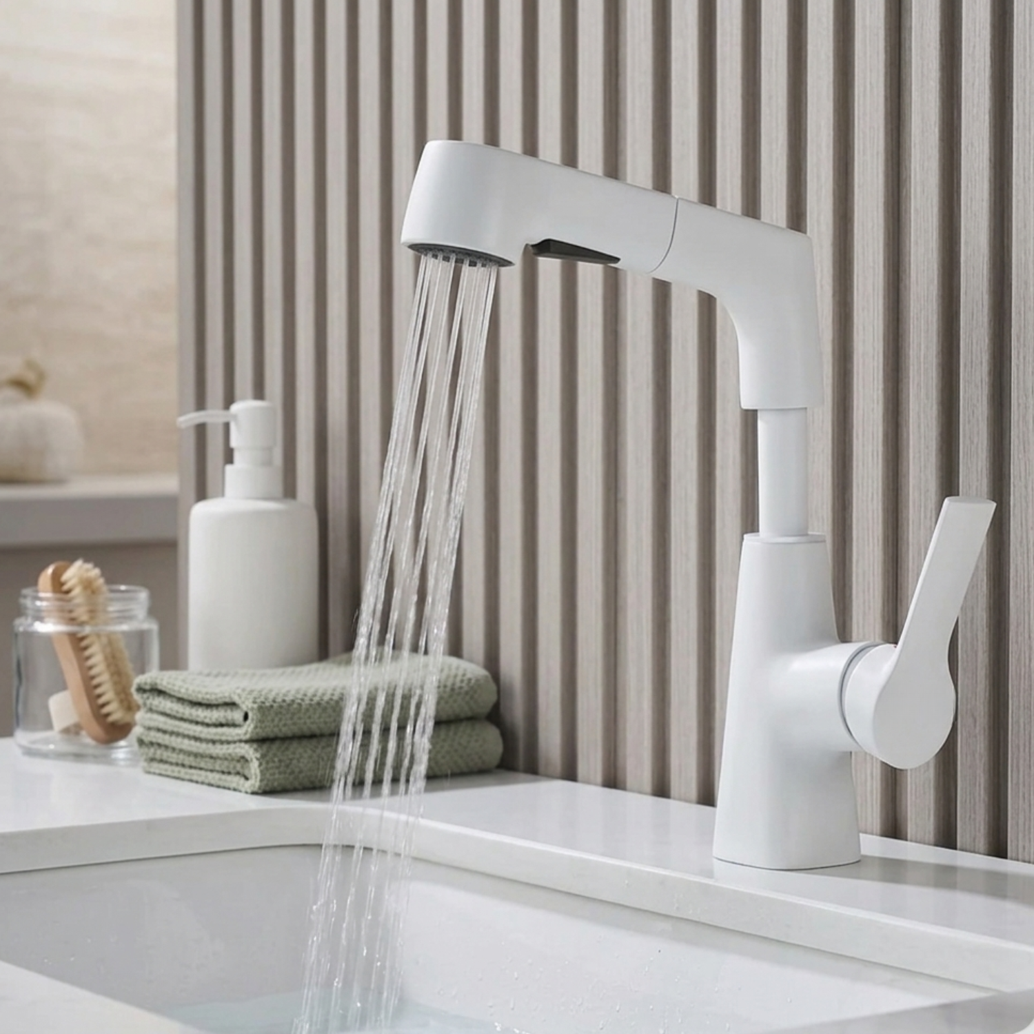 Skagen - Pull Out Lift Faucet 360° Rotatable Stainless Steel Sink Faucet with Pull-Out Sprayer